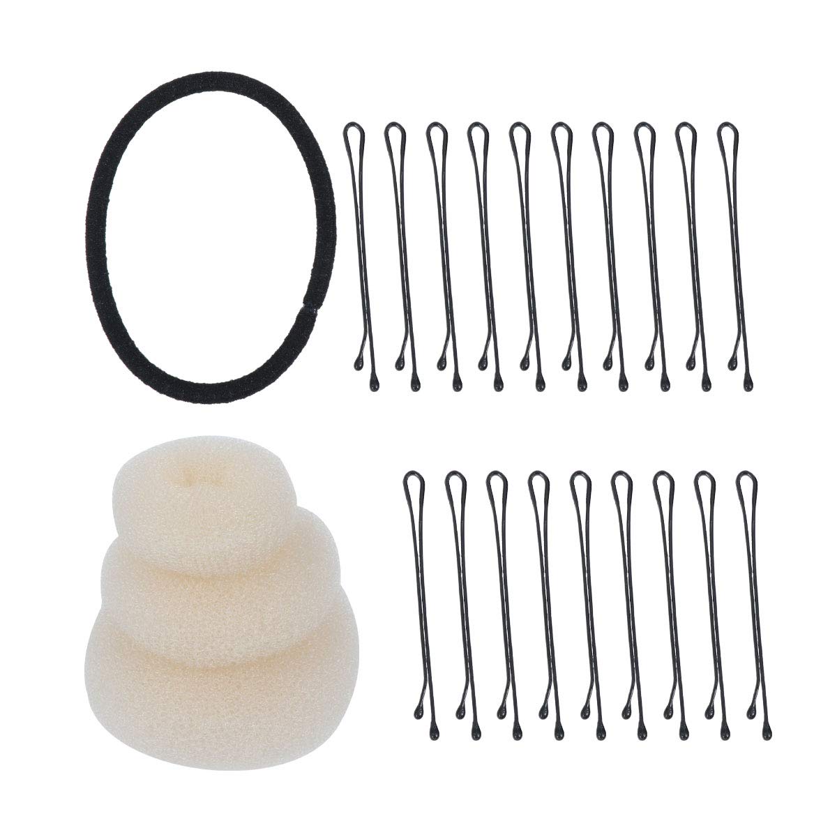 5 in 1 Hot Hair Donut Bun Ring Styler Maker with Hairpin Clip & Hair Band - Professional Hair Styling Accessories for Women (Beige) | Perfect for Updos, Ponytails & Special Occasions
