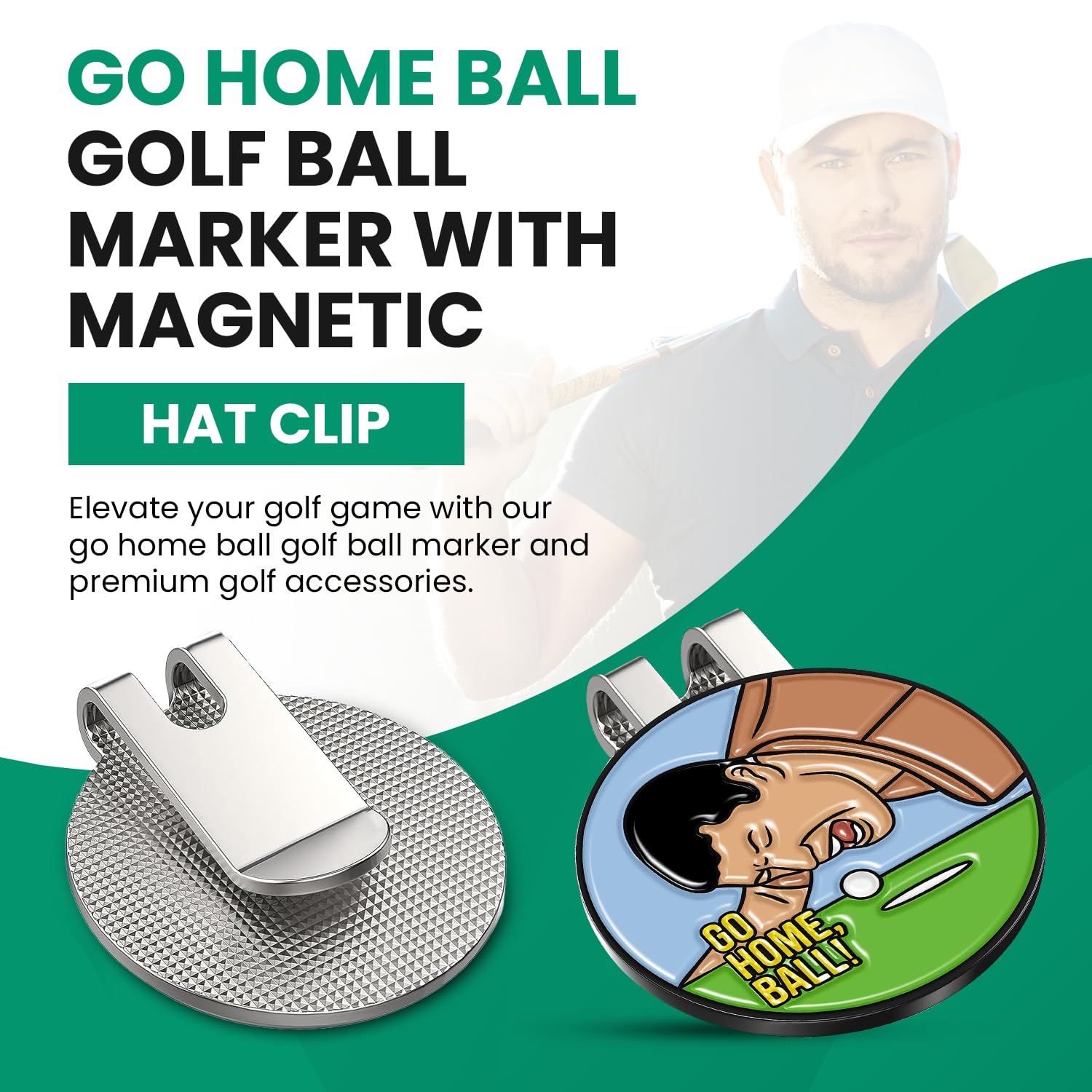 K9King Magnetic Golf Ball Marker with Hat Clip - Premium Alignment Ball Mark for Golfers | Funny Golf Accessories & Perfect Gift for Golf Lovers | Ideal for On-Course Alignment & Stylish Cap Accessory