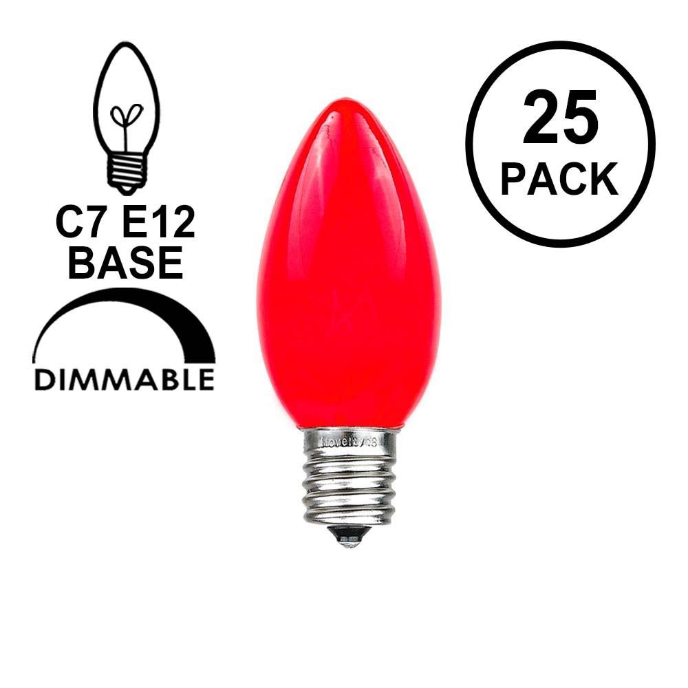 500 Pack C7/E12 Candelabra Base Christmas Lights - 5W Red Ceramic Replacement Bulbs for Outdoor Holiday Decorations, Tree, Window & Roof Decor