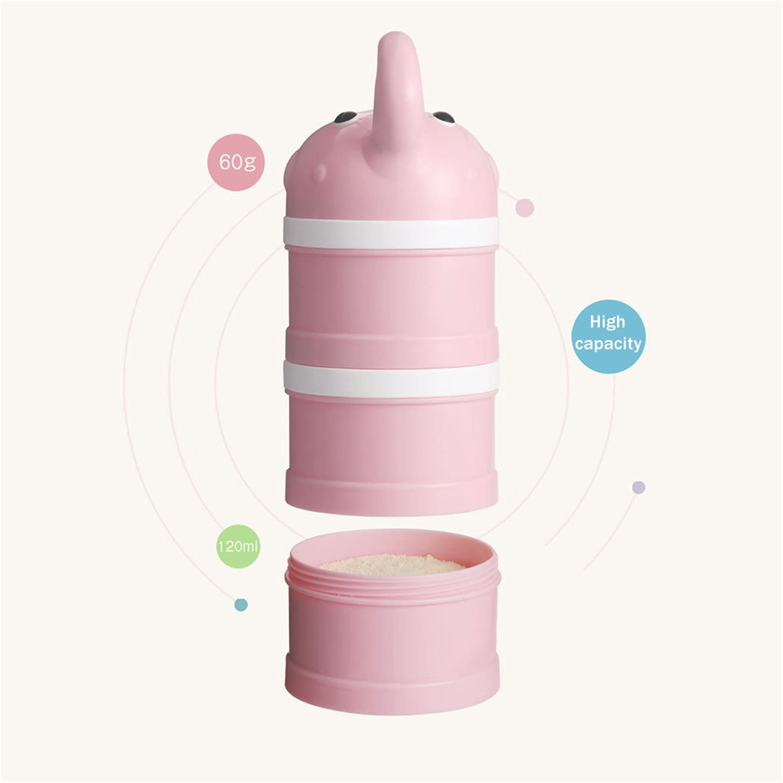Portable 3-Layer Formula Dispenser & Milk Powder Container - Large Capacity Baby Formula Storage Box, Snack Organizer for Travel & Home Use (Pink) - Perfect for Diaper Bags, Nursery & On-the-Go Feeding