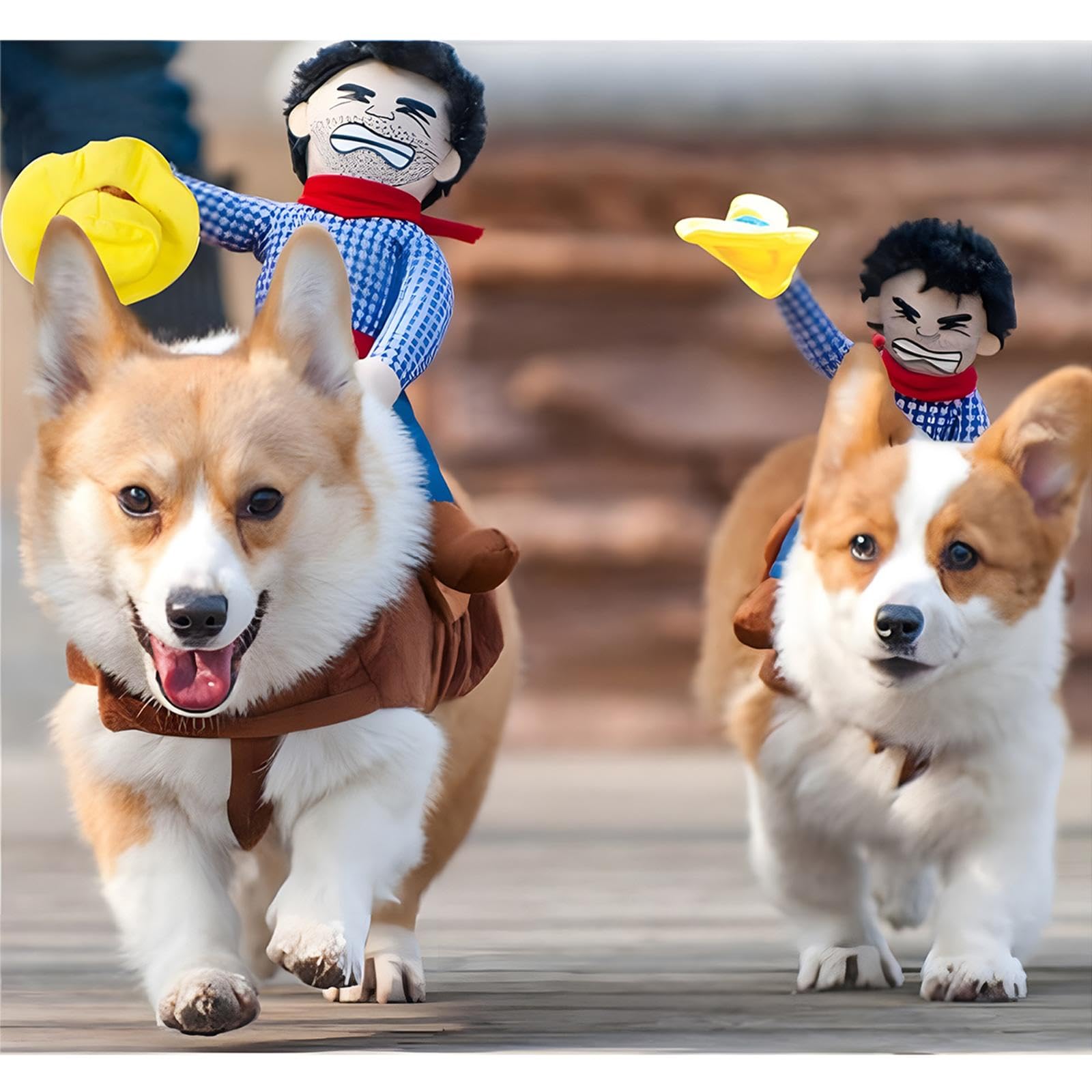 Cowboy Rider Dog Costume for Halloween - Funny Chucky Pet Outfit with Doll & Hat | Small & Medium Dog Costumes for Parties & Dress-Up