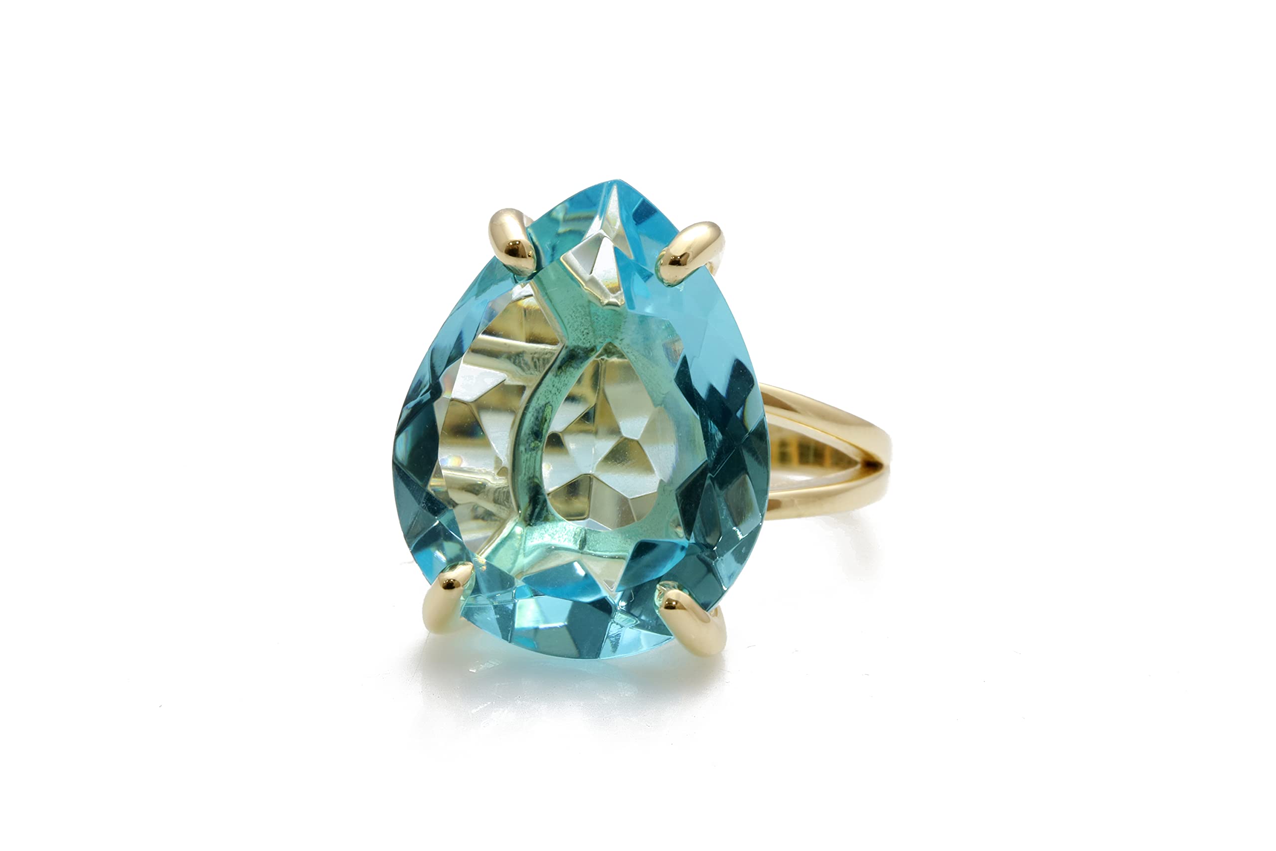 14k Rose Gold Blue Topaz Anemone Jewelry Ring - Elegant Custom Engagement Ring, Fashion & Birthstone Gift for Women - Available in All Ring Sizes - Comes with Jewelry Box - Perfect for Anniversaries, Weddings & Special Occasions