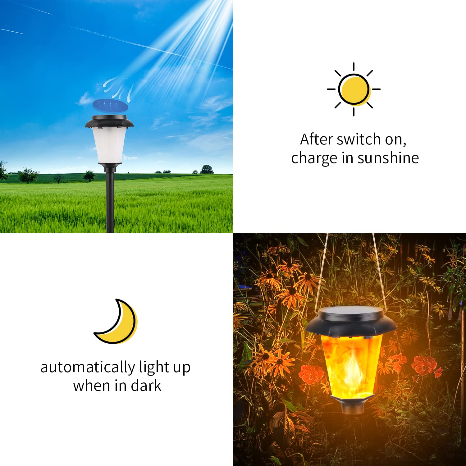 Solar Powered Outdoor Lights - 1 Pack Bright IP65 Waterproof Solar Garden Lights for Yard, Patio, Lawn, Walkway, Driveway & Pathway - Decorative Landscape Lighting (Orange) - Perfect for Evening Garden Illumination and Outdoor Decor