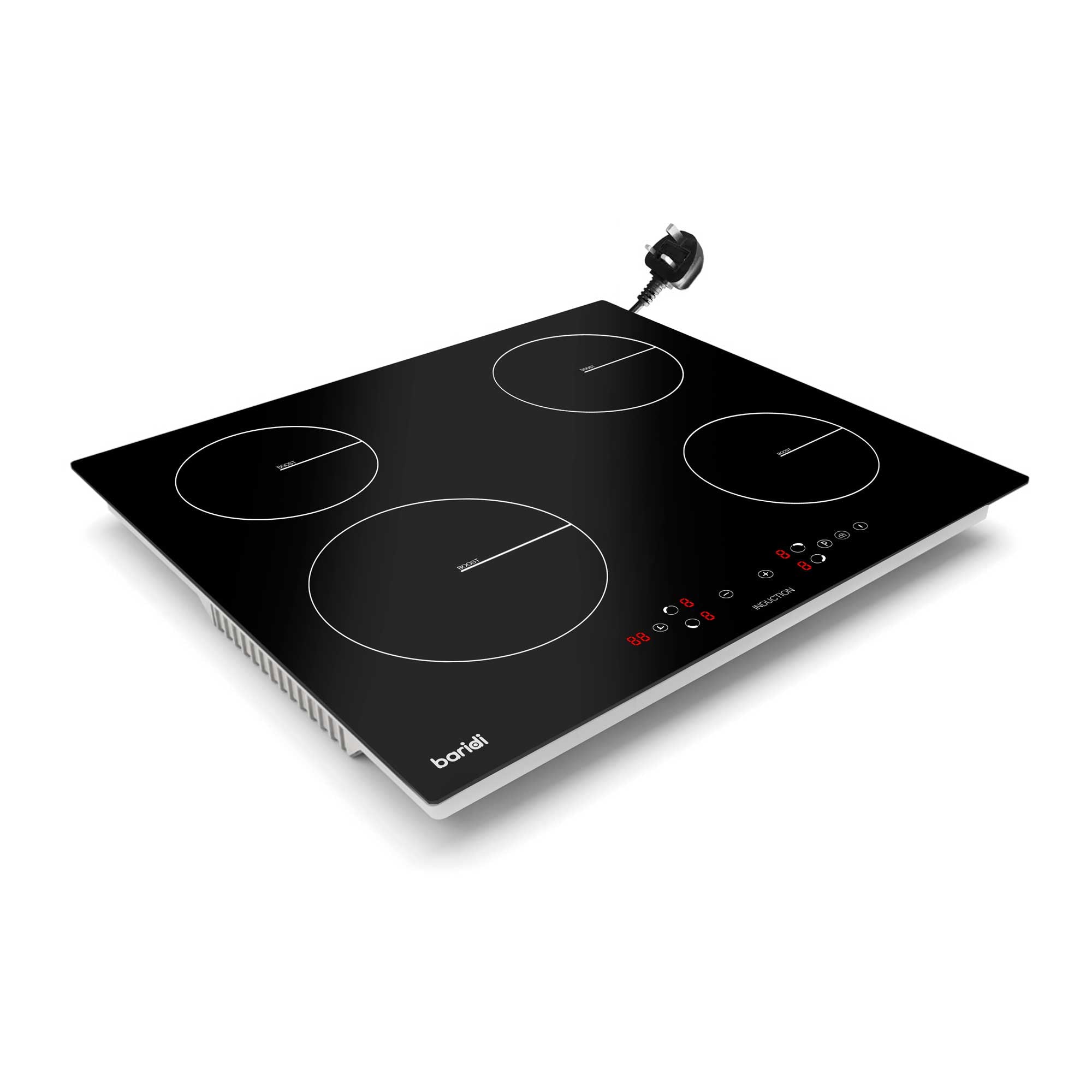 Baridi 60cm 4 Zone Induction Cooktop with Boost Function - 9 Power Settings, Touch Control, 2800W, 13A Plug (Model DH177) - Perfect for Modern Kitchens, Restaurants & Fast Cooking