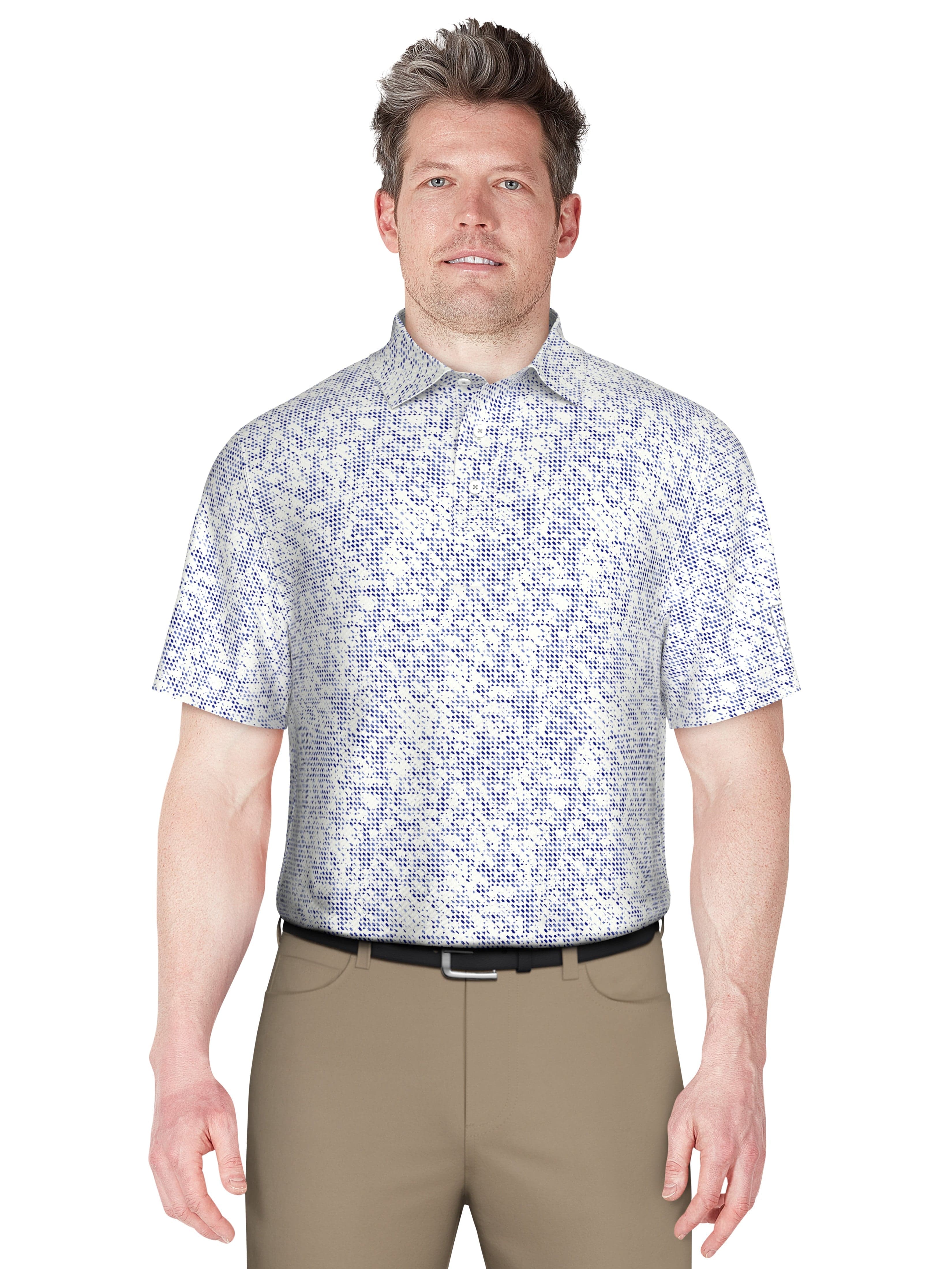 Men's Stylish Clustered Geo Print Golf Polo Shirt - Breathable & Comfortable for Golf, Casual Wear & Outdoor Activities