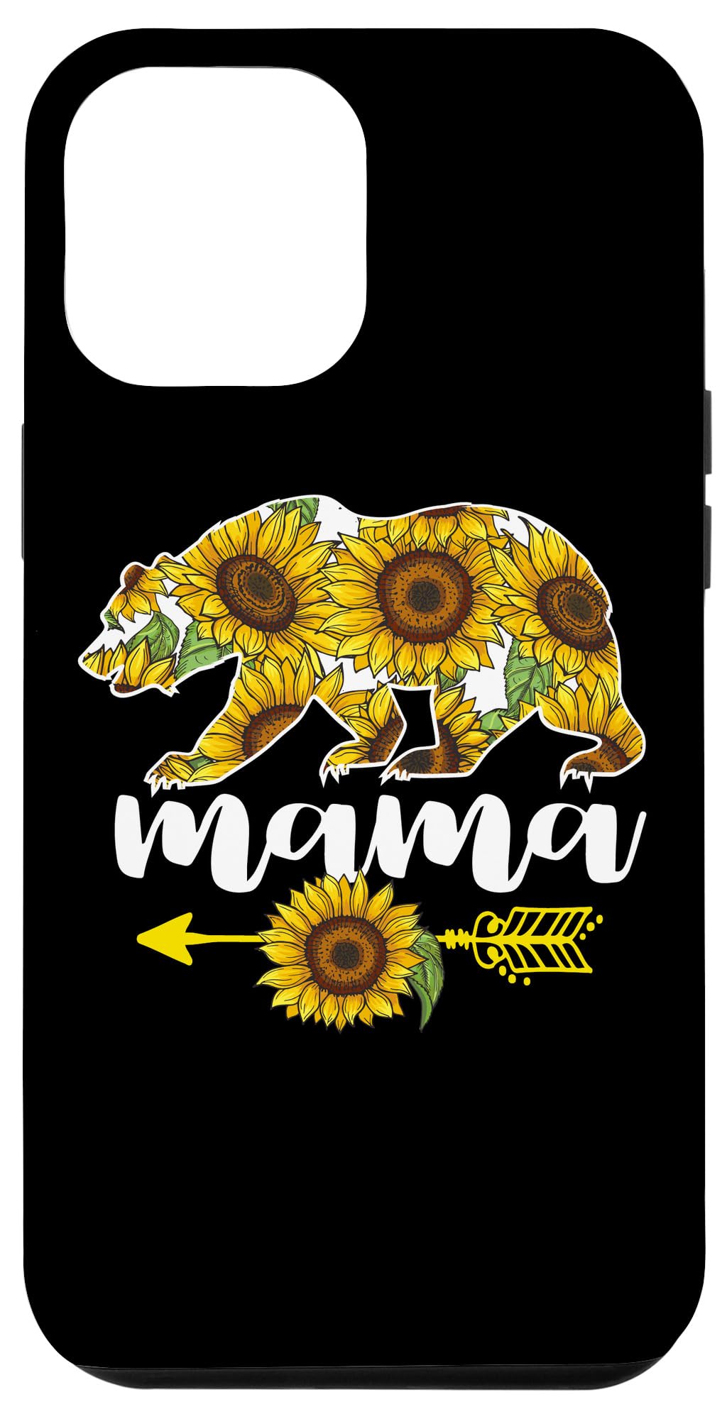 iPhone 12 Pro Max Case - Cute Sunflower Floral Design with Black Background - Perfect Gift for Mom, Women, Mothers Day - Protective Phone Cover for Everyday Use & Special Occasions