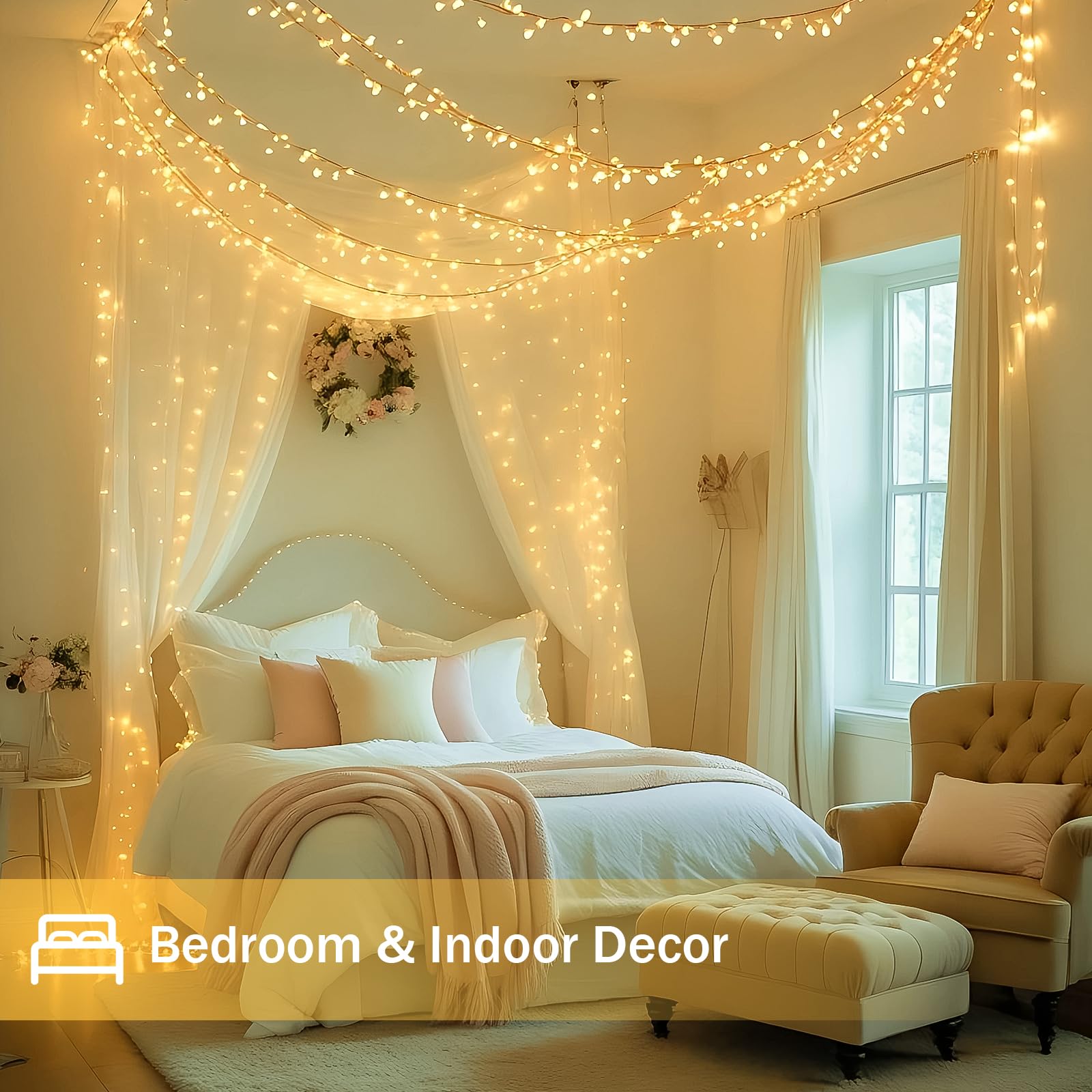 300LED Extra-Long Christmas Lights Outdoor Indoor - Waterproof Warm White String Lights with 8 Modes for Bedroom, Home, Party, Wedding & Garden Decor | Perfect for Holiday Decorations, Cozy Ambiance & Special Events