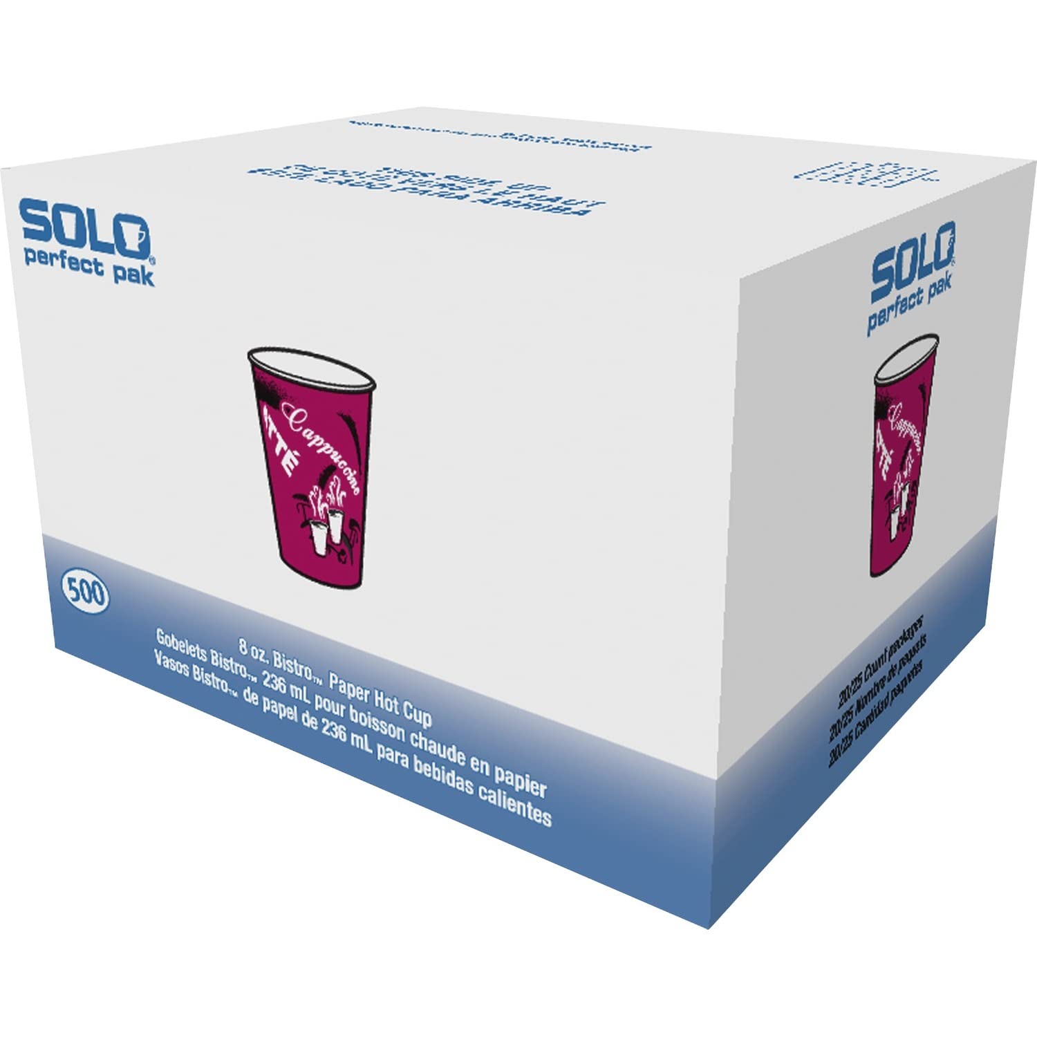 Solo Cup Of8bi0041 Bistro Design 8Oz Maroon Paper Hot Drink Cups - 500/Carton - Perfect for Coffee, Tea, Hot Chocolate in Cafes, Offices & Events