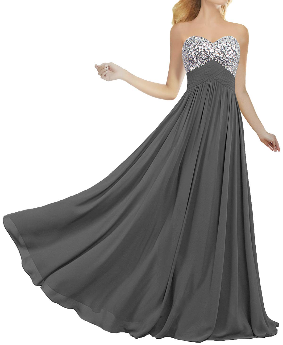 Elegant Crystal Chiffon Prom Dress - Long Formal Evening Gown for Women | Perfect for Homecoming, Ball, Wedding & Special Occasions