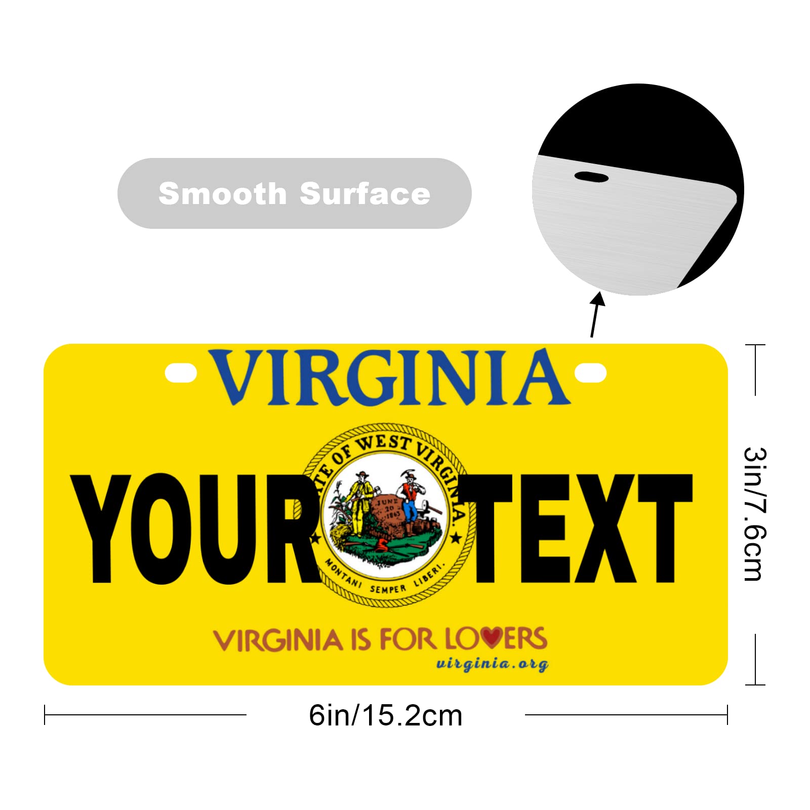 Custom Virginia Mini License Plate 6x3 Inch - Personalized Kids Toy Car, Bicycle, Scooter, Golf Cart, Motorcycle & ATV Accessory - Perfect for Gifts, Room Decor & Vehicle Customization