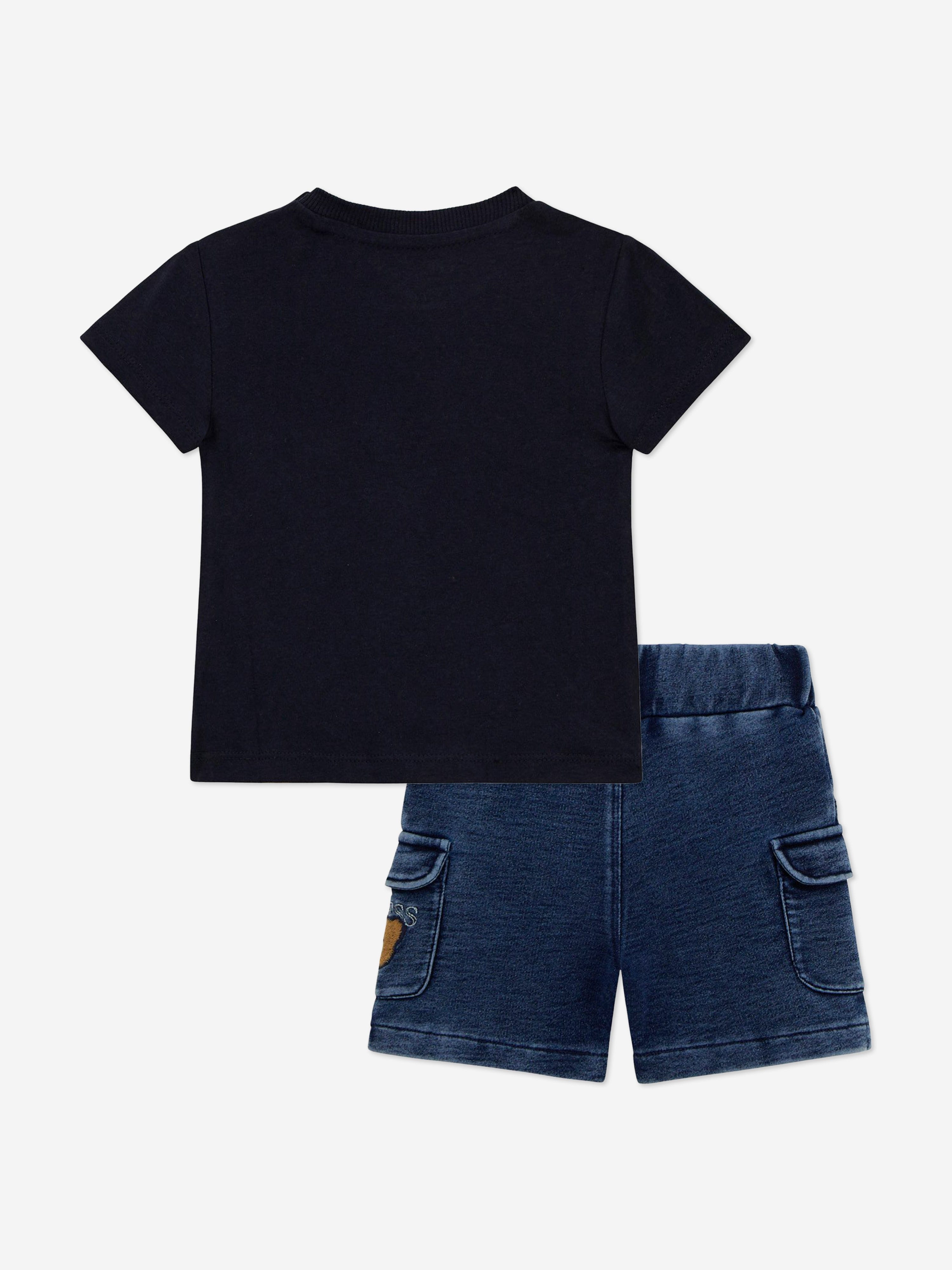 Adorable Baby Boys Bear Print Shorts Set - Navy Blue Cotton Outfit for Toddlers | Perfect for Playtime, Daycare & Summer Adventures