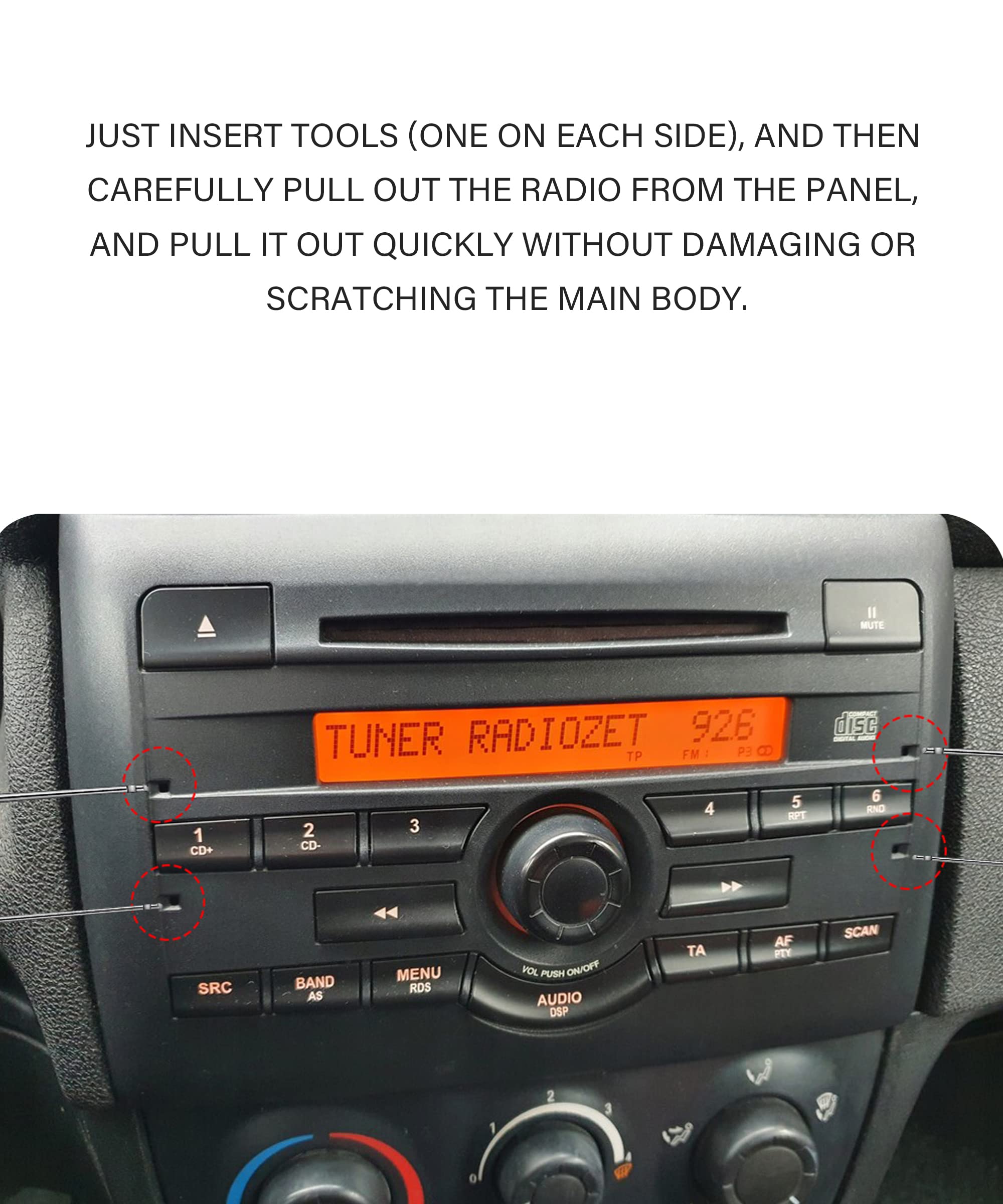 YAKEFLY 6PCS Car Radio Removal Pry Tool Kit - U-Shaped Stereo Installer Tools, Stainless Steel Automotive Dash Panel Removal Set for Car Audio Installation & Repair | Perfect for DIY Mechanics & Professional Technicians