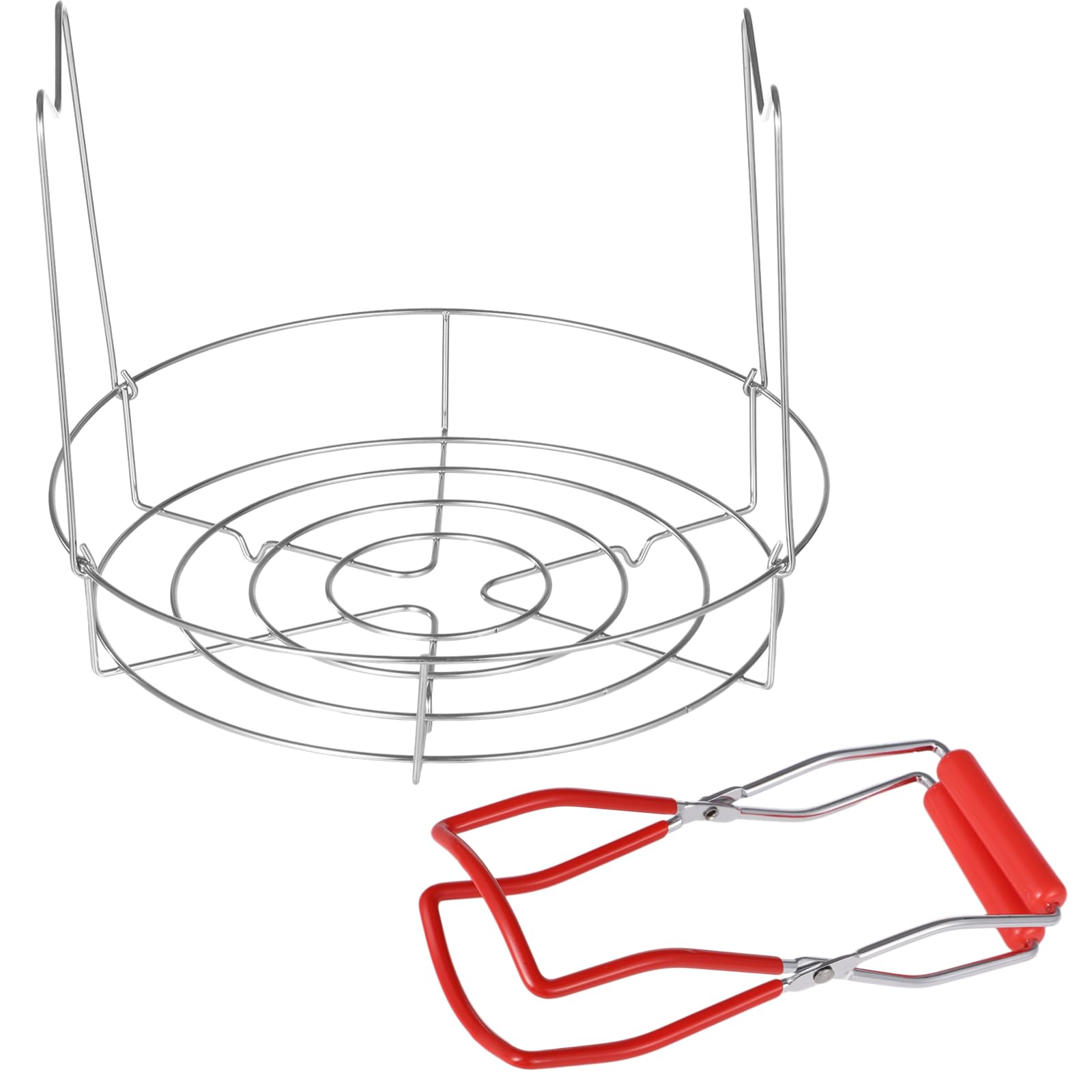 Stainless Steel Canning Rack Jar Lifter - 11.3 Inches Canning Tool with Tong for Wide Mouth & Regular Mason Jars, Ball Jars | Perfect for Water Bath Canning, Preserving Fruits, Vegetables & Homemade Jams