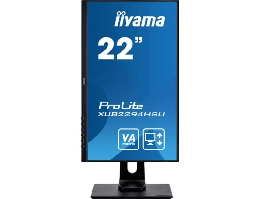 iiyama XUB2294HSU-B1 21.5 Inch Full HD VA LCD Monitor - Slim Bezel, 4ms Response, 250 cd/m² Brightness, HDMI/DisplayPort/VGA, USB Hub, Built-in Speakers, Height Adjustable Stand - Perfect for Home Office, Gaming, and Business Presentations