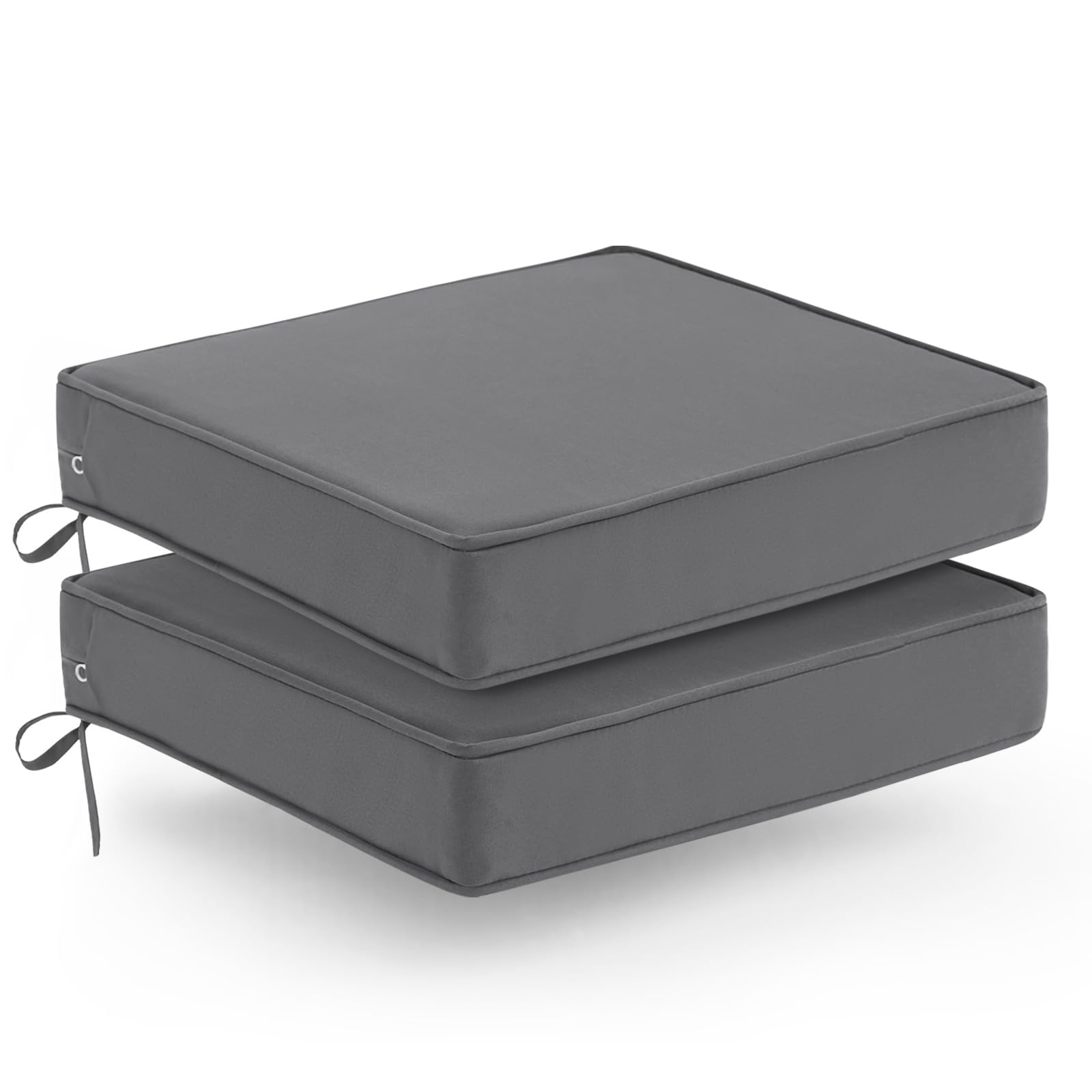 Premium Outdoor Chair Cushions Set of 2 - Waterproof Patio Furniture Cushions with Secure Ties (19