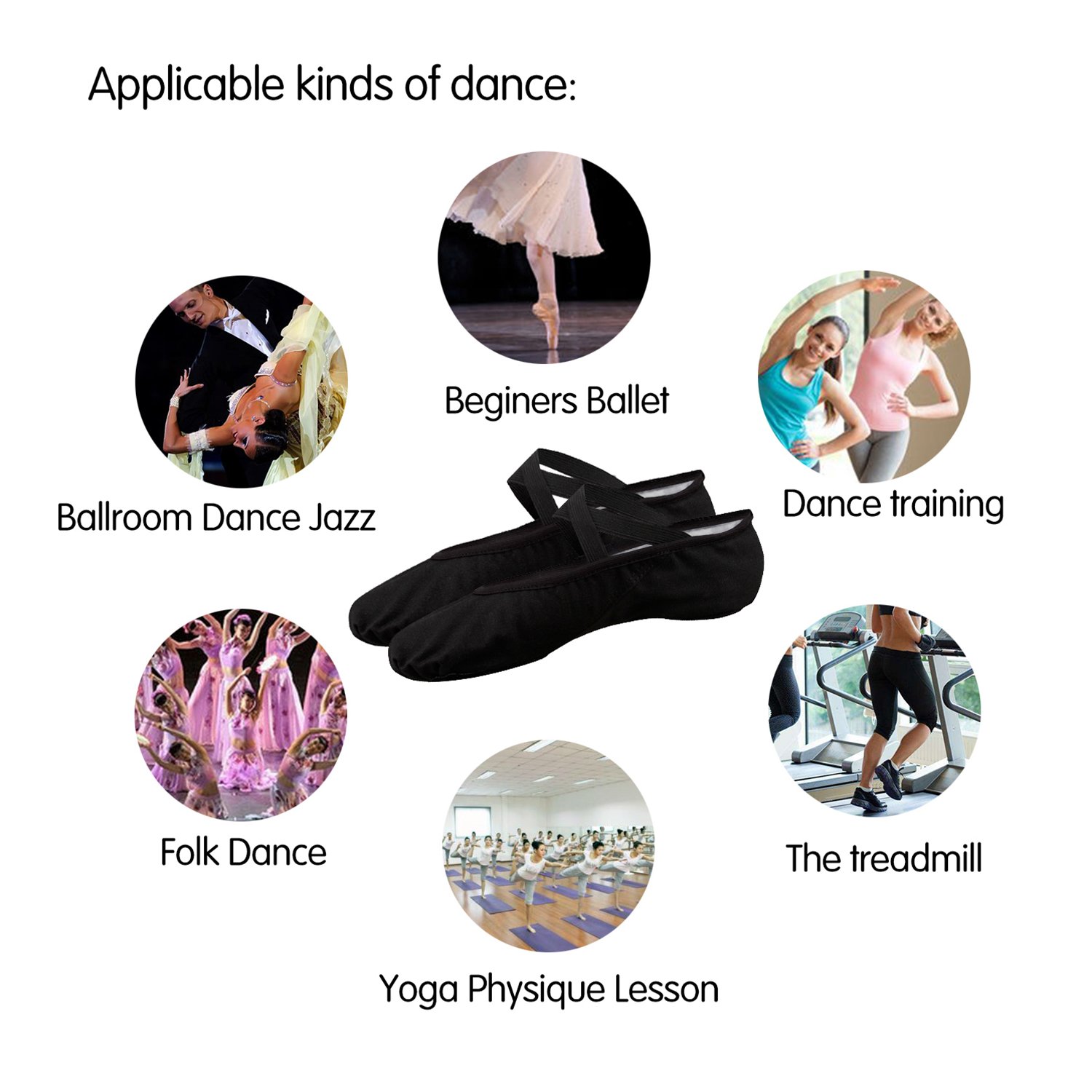 Women's Ballet Shoes for Dance & Yoga - Soft Canvas Ballet Slippers for Women & Girls - Perfect for Ballet Class, Yoga Practice & Dance Performances