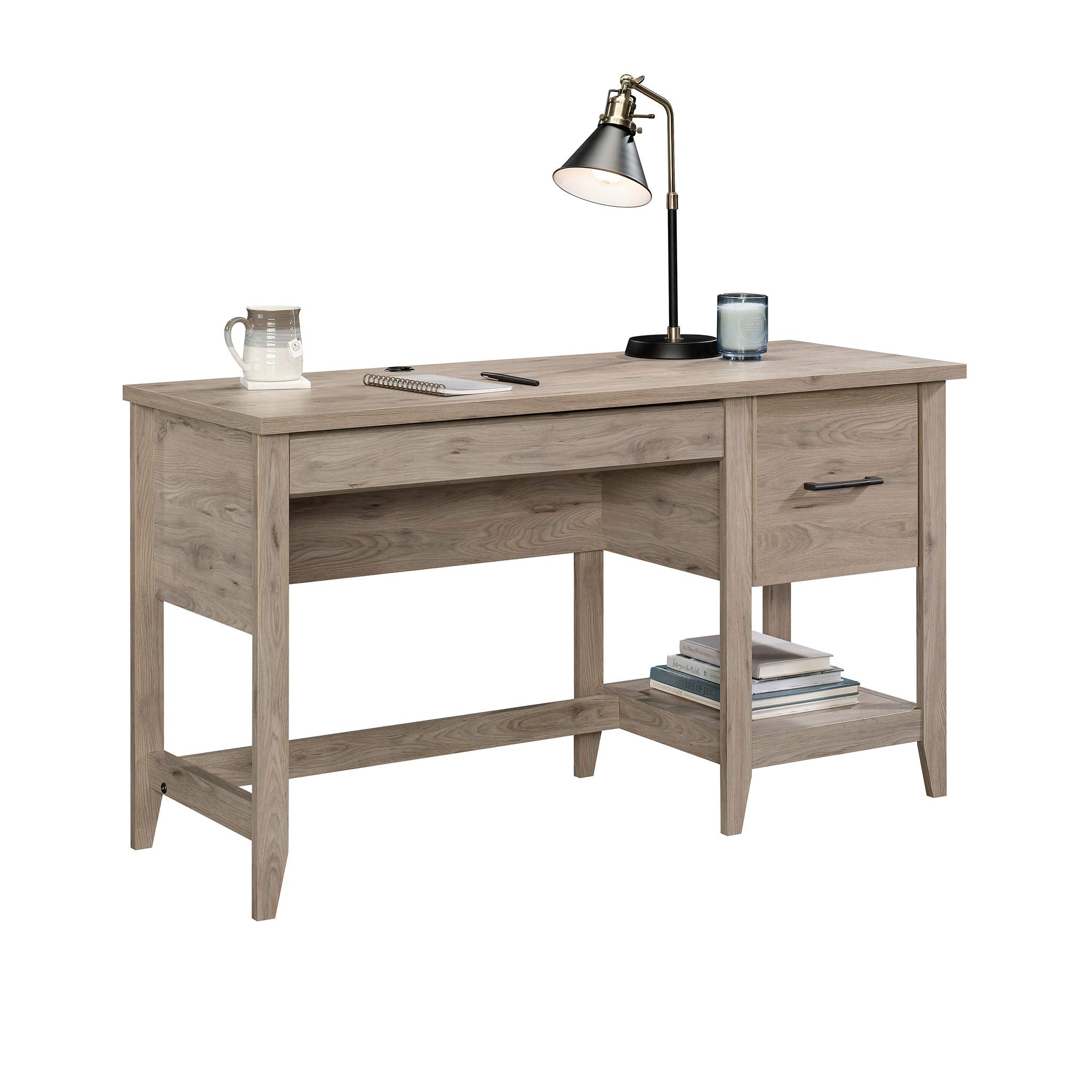 Sauder Summit Station Desk - Laurel Oak Finish | Modern Home Office Desk for Work & Study | Durable Writing Desk with Storage