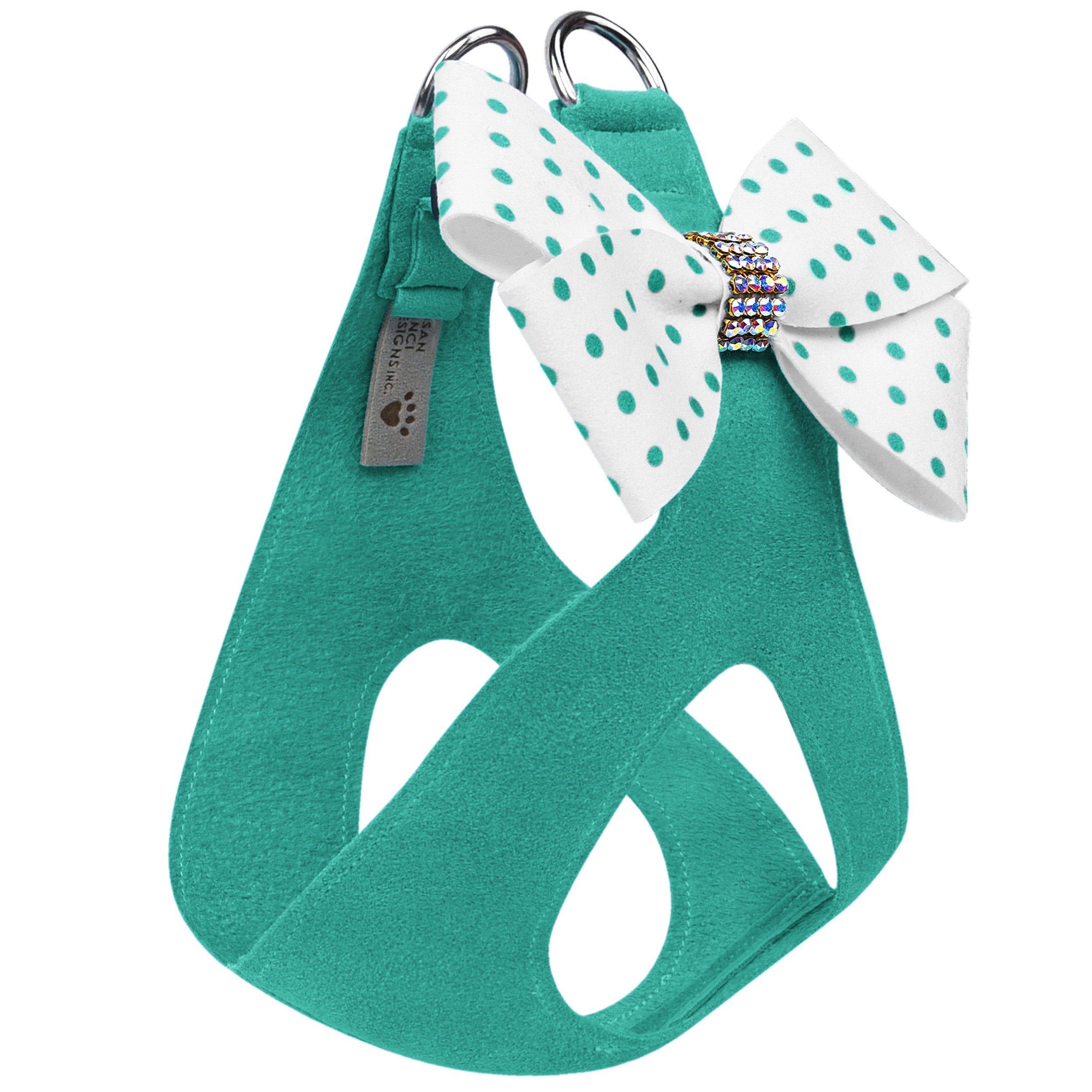 Bimini Polka Dot Nouveau Bow Step-In Dog Harness with Aurora Borealis Giltmore - Stylish & Comfortable Pet Accessory for Small Dogs, Perfect for Daily Walks & Outdoor Adventures