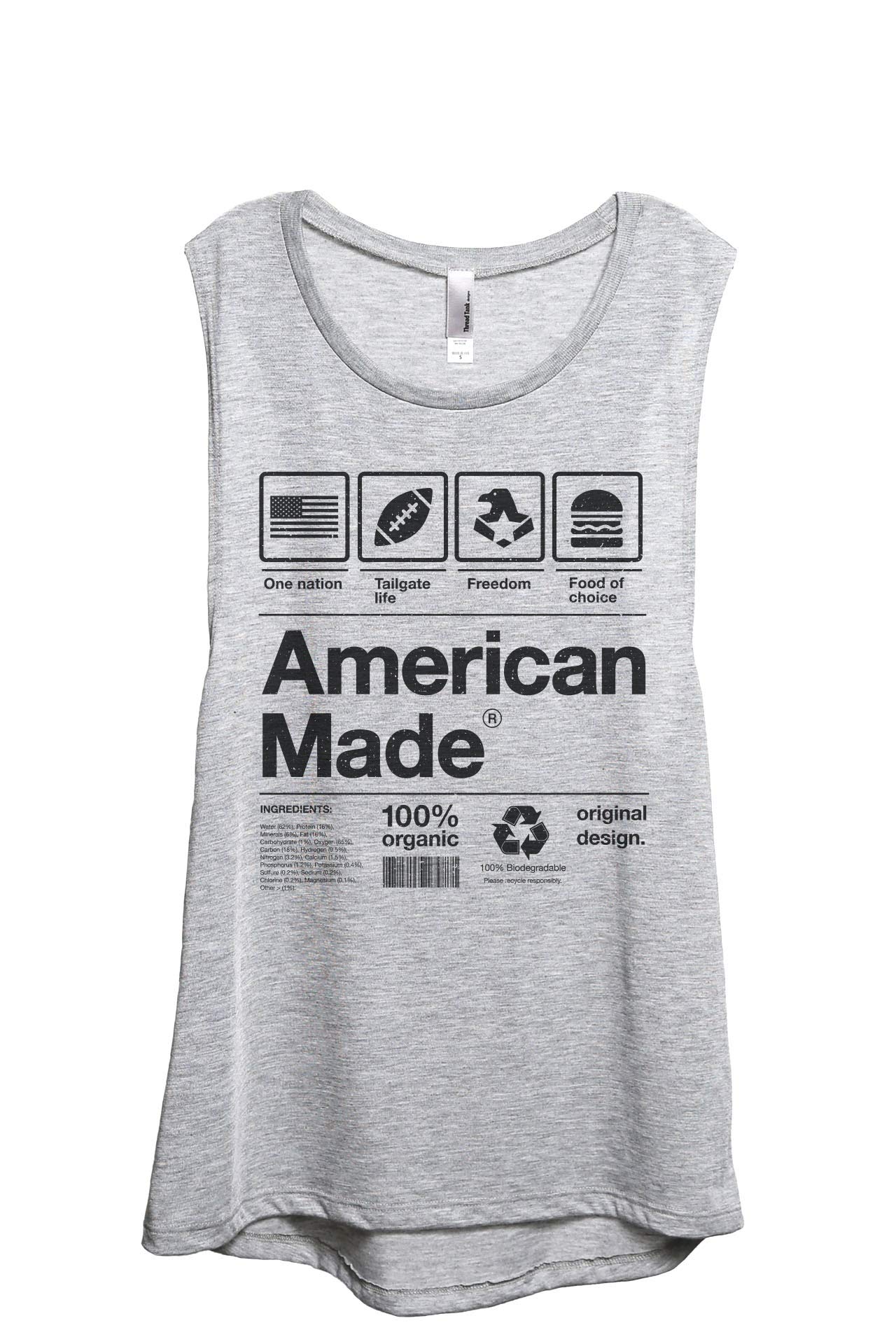 American Made Women's Fashion Sleeveless Muscle Tank Top Tee - Breathable Workout & Gym Wear for Yoga, Running & Summer Outfits