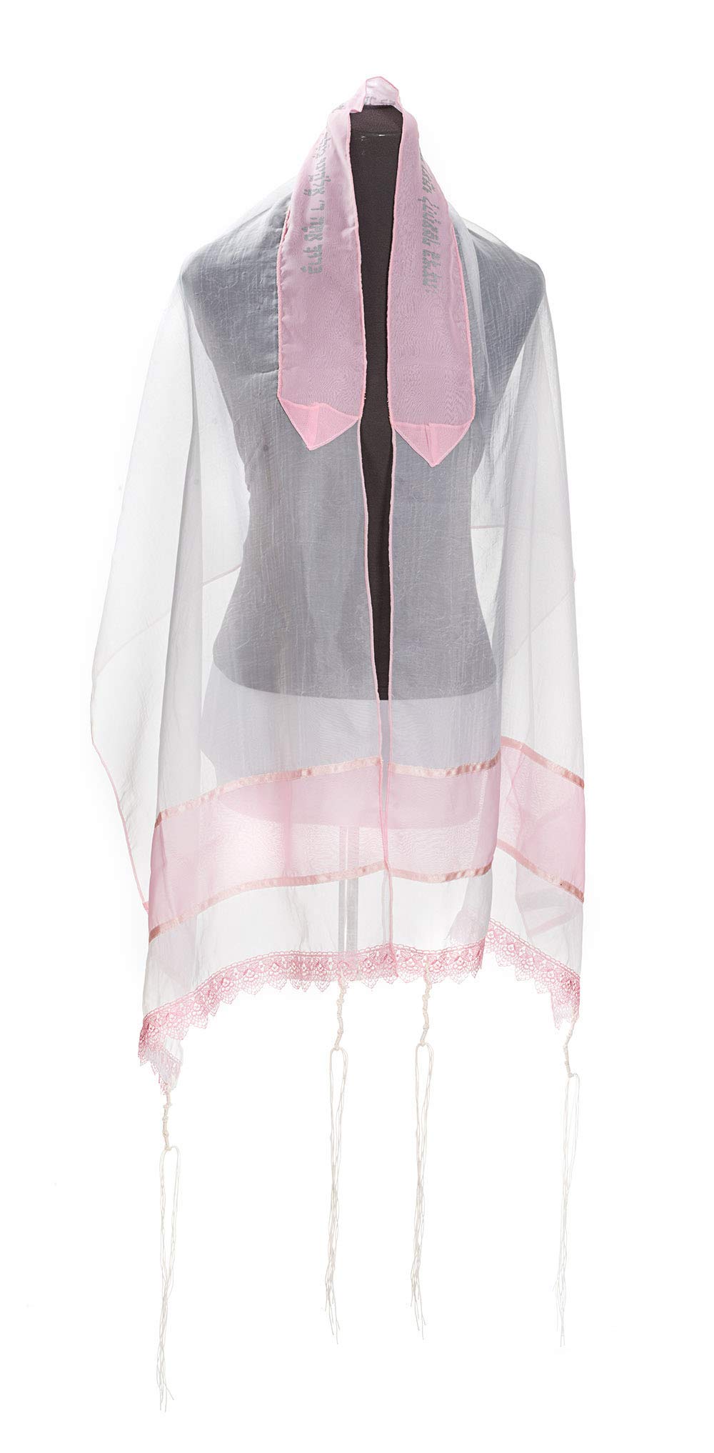 Personalized Pink Lace Tallit for Women & Girls - Handmade Bat Mitzvah Prayer Shawl from Israel - Perfect for Jewish Ceremonies, Synagogue Worship & Special Occasions