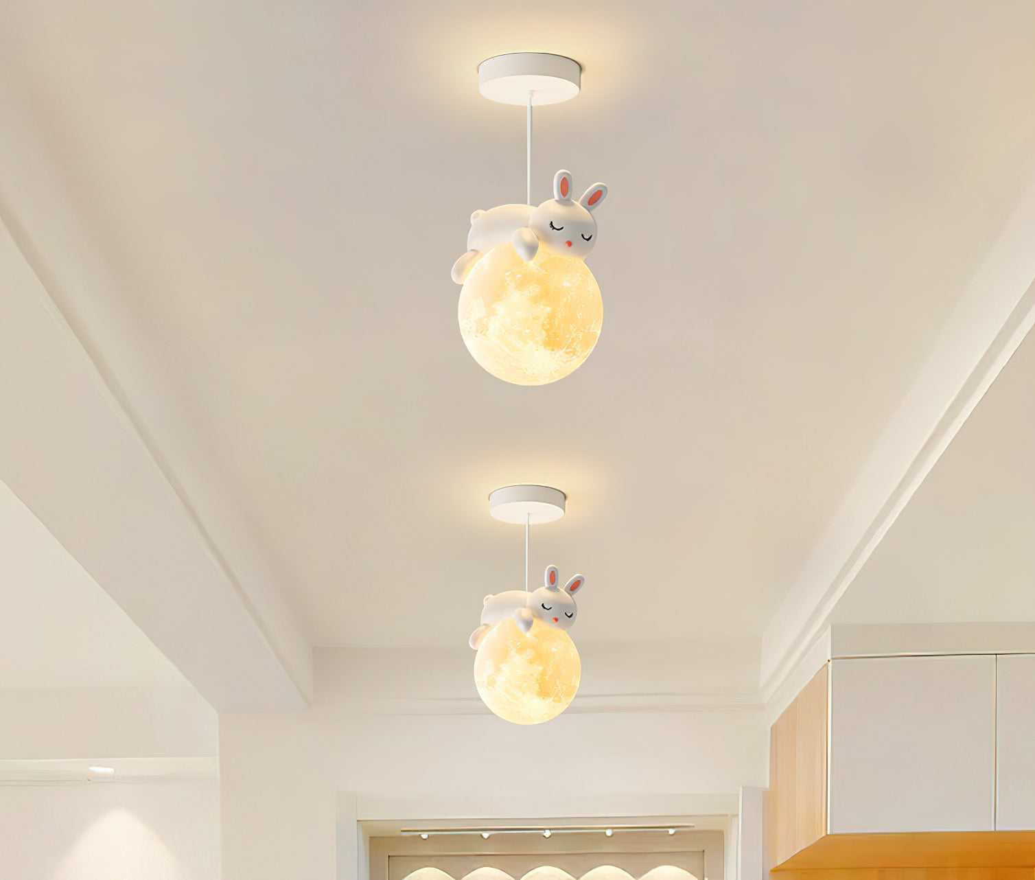 Stylish Cream Animal Pendant Lamp - Modern Nursery Decor, Kids Room Lighting & Boho Home Accent