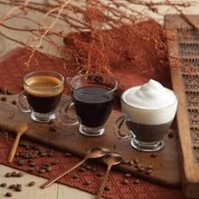 Premium LAV Glass Espresso Cups and Saucers Set - 6 Clear 3 oz Coffee Mugs with Handles + 6 Matching Saucers - Perfect for Home, Café & Gifts - Elegant Glassware for Latte, Cappuccino & Tea - Ideal Housewarming Present & Coffee Lover Gift Set