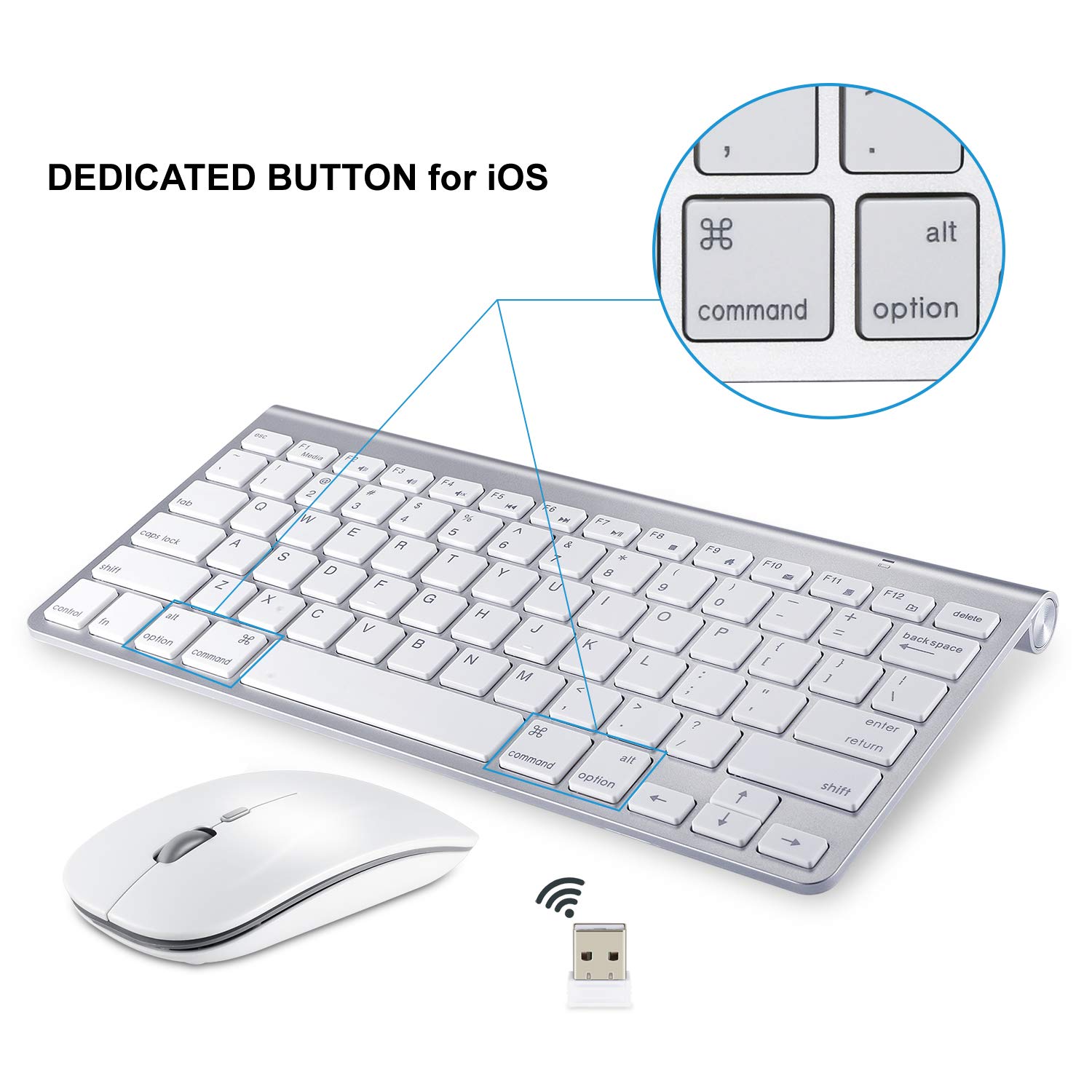 Wireless Keyboard and Mouse Combo - 2.4G USB Receiver for Apple iMac, Windows PC & Android Devices | Ergonomic Design for Office, Home & Gaming Use
