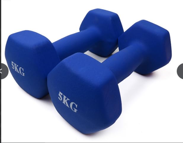 Adjustable Dumbbell Set for Home Workout - 5kg x 2 (10kg Total) Arm Muscle Training Equipment for Men & Women - Blue Fitness Weights for Strength Training, Toning, and Dip Exercises