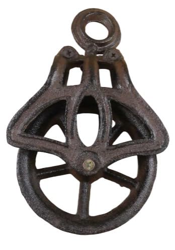 Vintage Cast Iron Pulley Wheel - Heavy Duty Industrial Cable Pull System for Farmhouse, Barn & Workshop Decor - Perfect for DIY Projects, Rustic Home Decor & Mechanical Applications