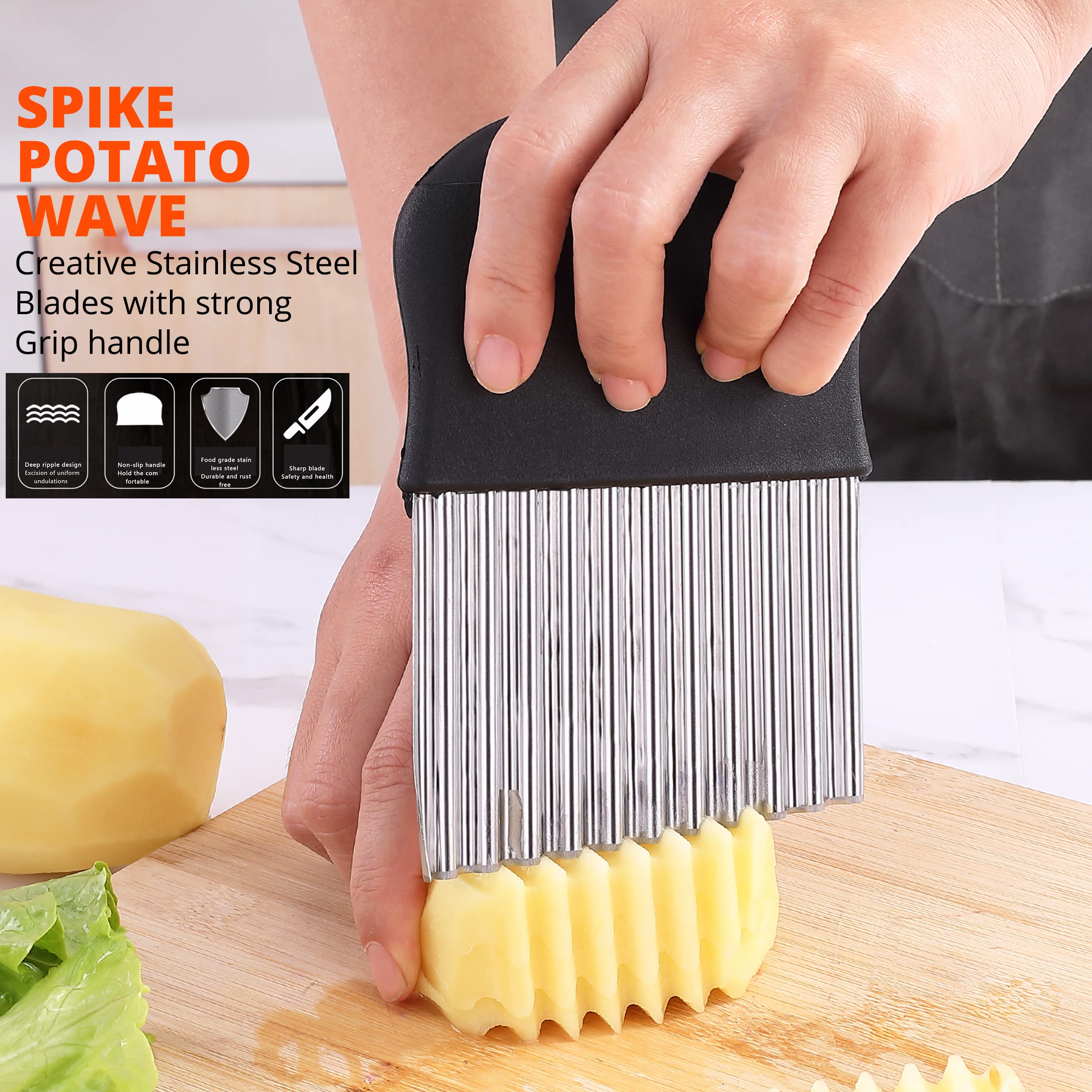 Stainless Steel Crinkle Cutter - Potato Chipper, French Fry & Vegetable Slicer for Perfect Chips, Fries & Fruit | Ideal for Home Cooking, Meal Prep & Party Snacks by IrshPick