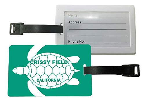 Crissy Field California Turtle Design Souvenir Travel Luggage Tag 2-Pack - Durable Personalized Bag Tags for Suitcases, Backpacks & Travel Accessories - Perfect for Vacation, Business Trips & Gift Giving