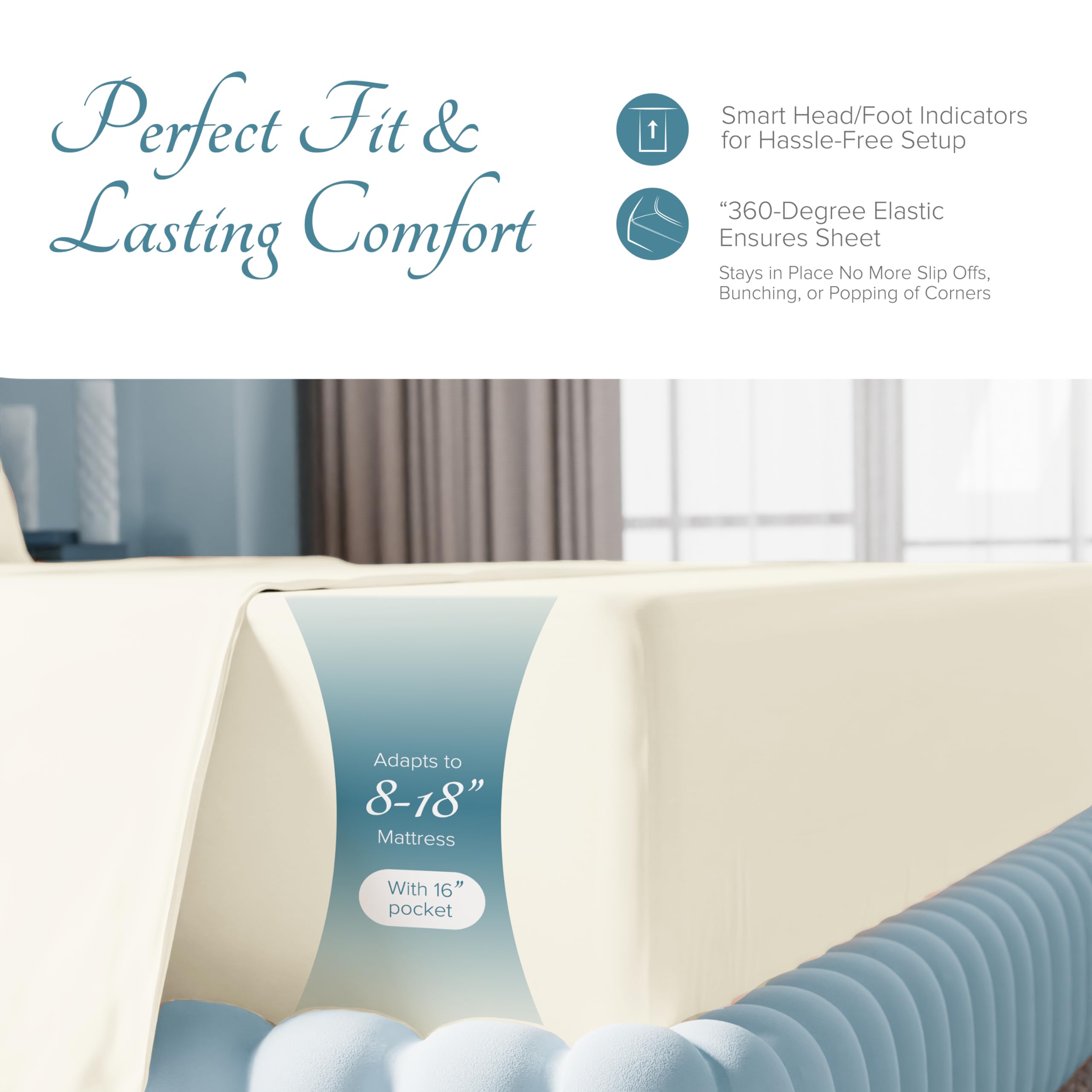 Luxury 1000 Thread Count Egyptian Cotton Sheets California King Size - 4 Piece Soft & Cooling Sateen Bed Sheet Set with Extra Long Staple for Deep Pockets (Fits up to 18