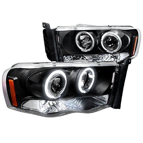 Spec-D Tuning 2LHP-RAM02JM-TM Black LED Halo Projector Headlights for Dodge Ram - Upgrade Your Truck's Style & Night Visibility (Perfect for Off-Roading & Night Driving)