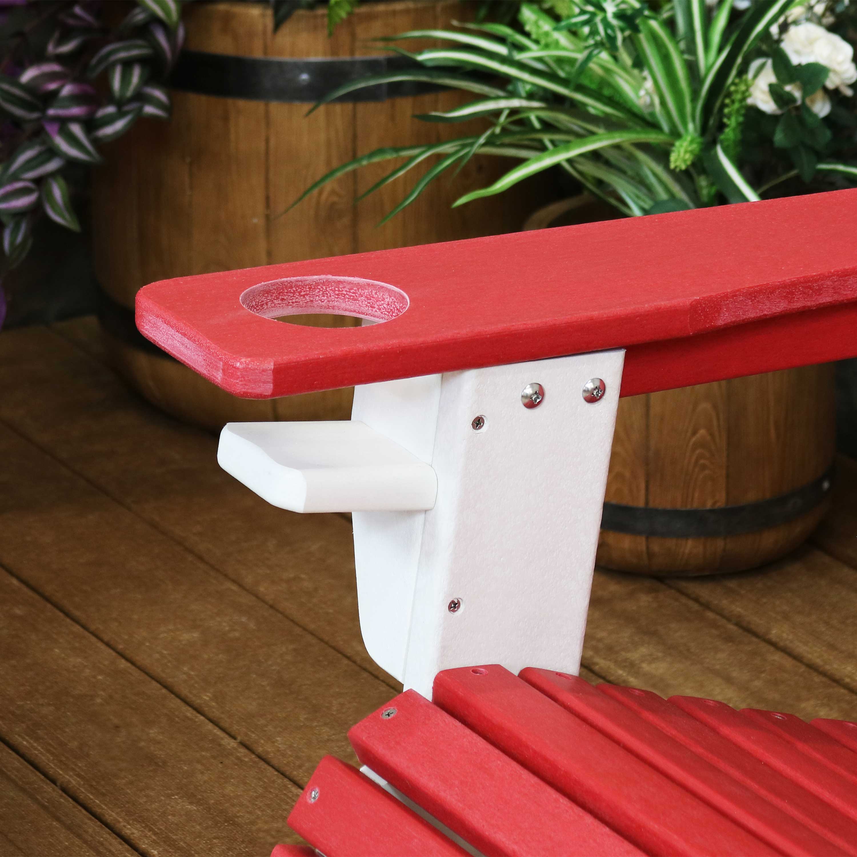 Premium Sunnydaze All-Weather 2-Tone Outdoor Adirondack Chair with Cup Holder - Durable Patio Furniture for Garden, Poolside & Backyard Relaxation