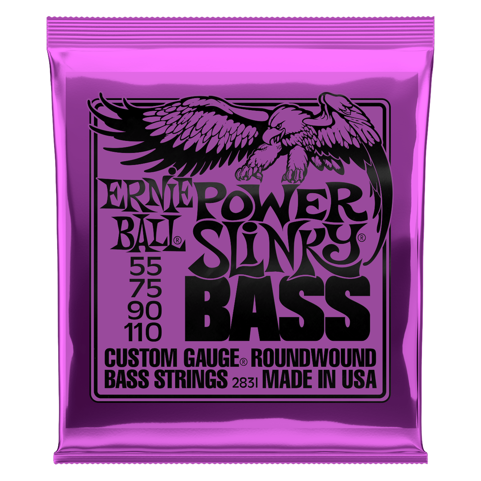 Ernie Ball Power Slinky Bass Strings 55-110 Gauge - Premium Nickel Wound for Deep Tone & Durability | Perfect for Rock, Metal & Heavy Playing Styles