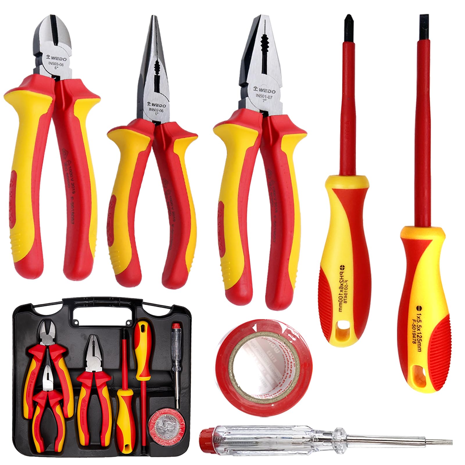 7Pcs 1000V Insulated Tool Set - VDE Screwdrivers & Pliers for Electricians | Home Repair & DIY Projects