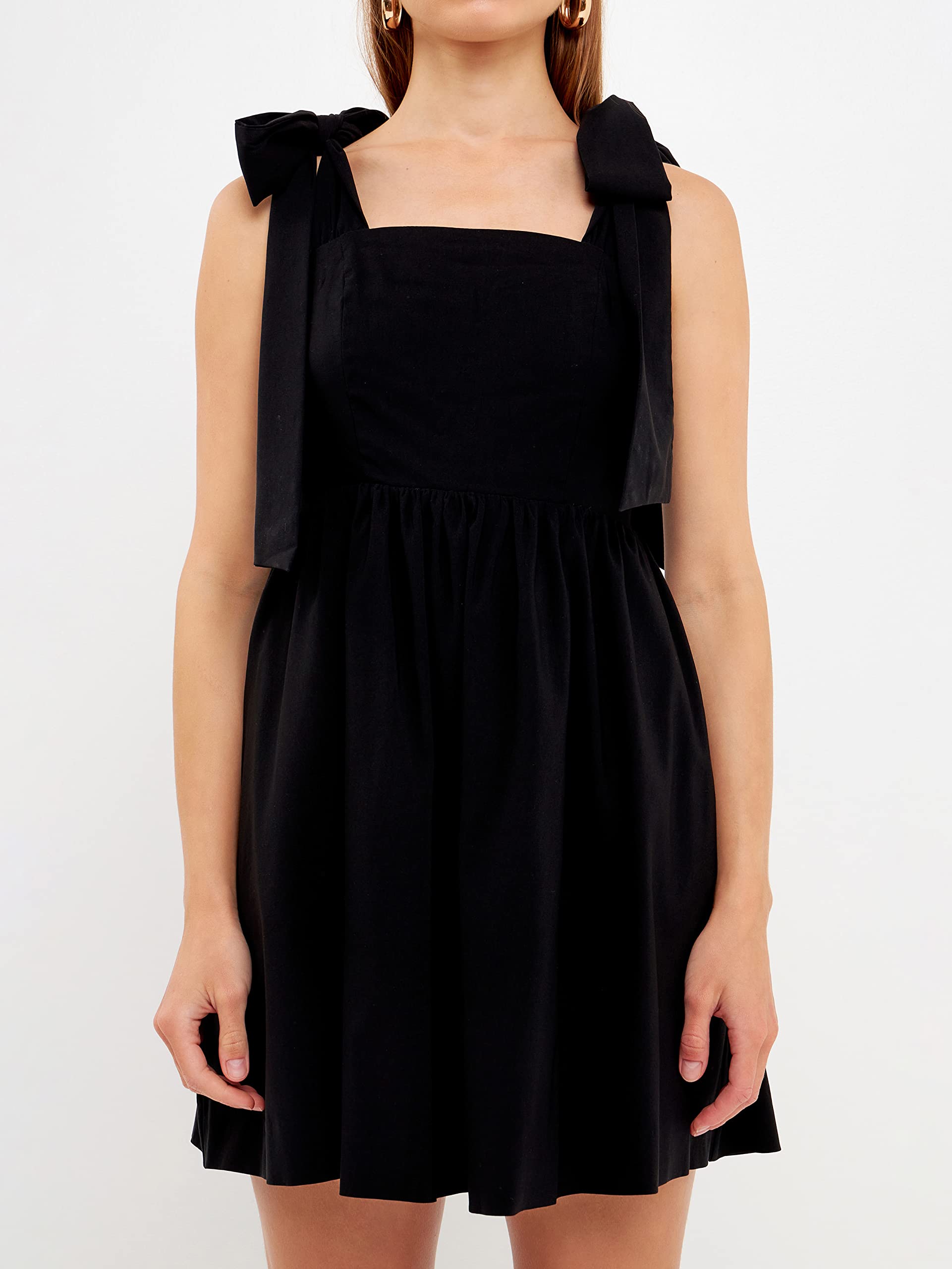 Endless Rose Women's Bowed Square Neckline Baby Doll Mini Dress - Elegant Party & Date Night Outfit for Summer Weddings & Cocktail Events
