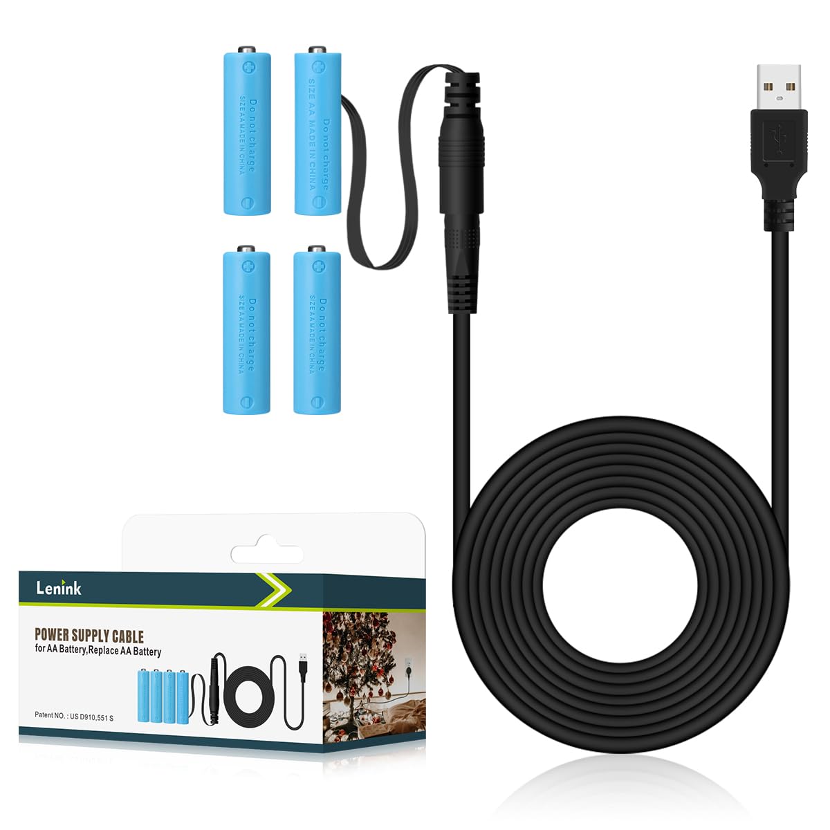 Lenink AA Battery Power Supply Cable - Replacement for AA Batteries | Portable Power Solution for Cameras, Toys, and Electronics