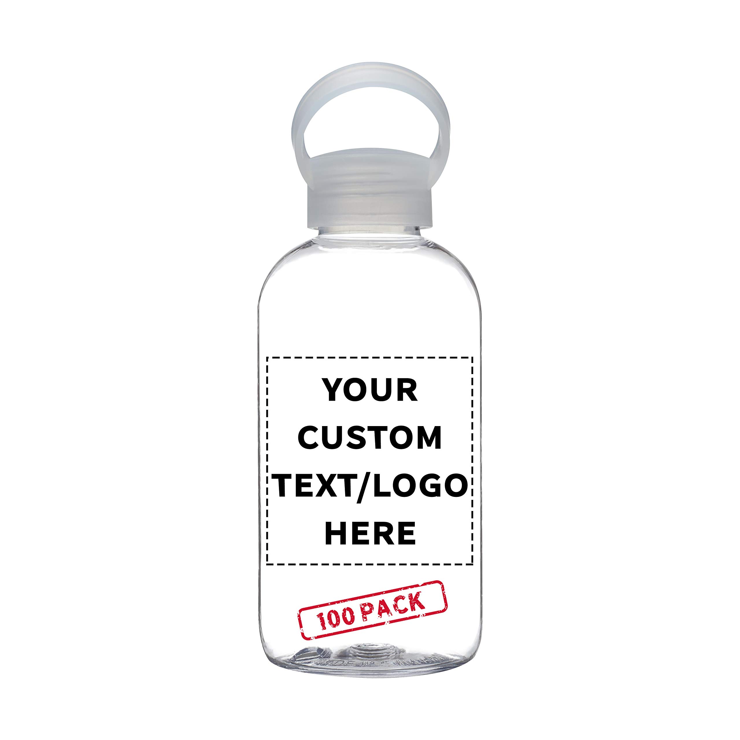 100 Pack 20 oz Customizable Plastic Water Bottles with Handle - Flexi-Grip Clear Drinkware for Schools, Events & Promotions - Bulk Discount Available