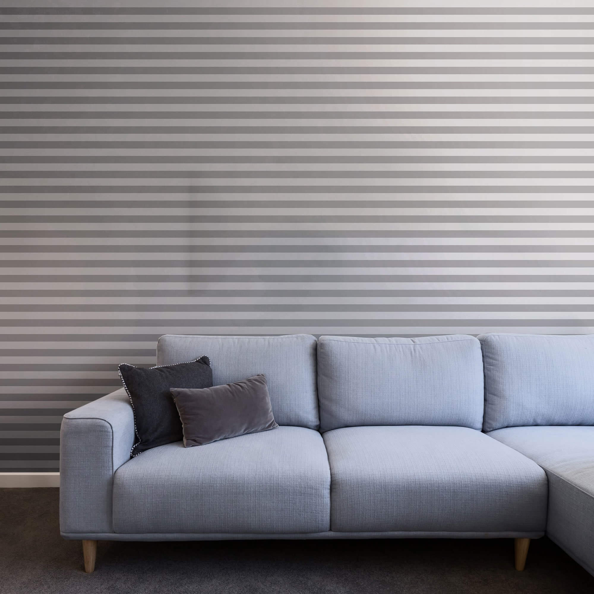 Grey and Silver Peel & Stick Removable Wallpaper - Self-Adhesive Horizontal Stripes - Easy DIY Home Decor for Bedroom, Living Room, Office