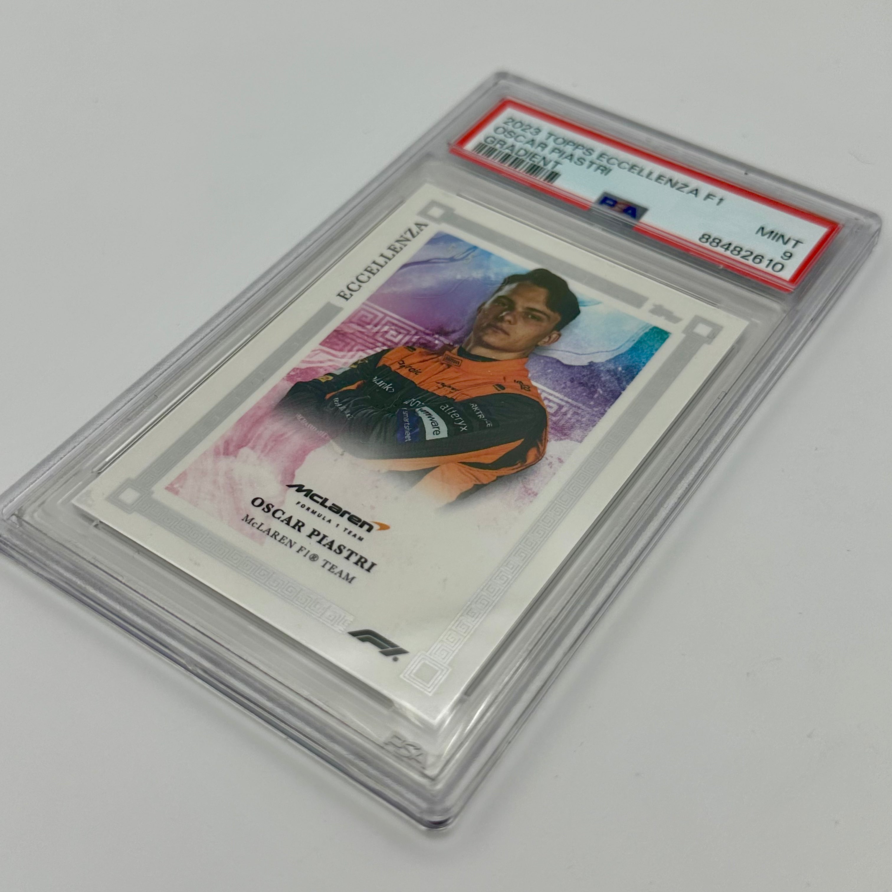 PSA 9 Oscar Piastri 2023 Eccellenza Rookie Card 5/5 Gradient - Perfect for Racing Fans & Collectors, Great for Display, Trading, and Investment