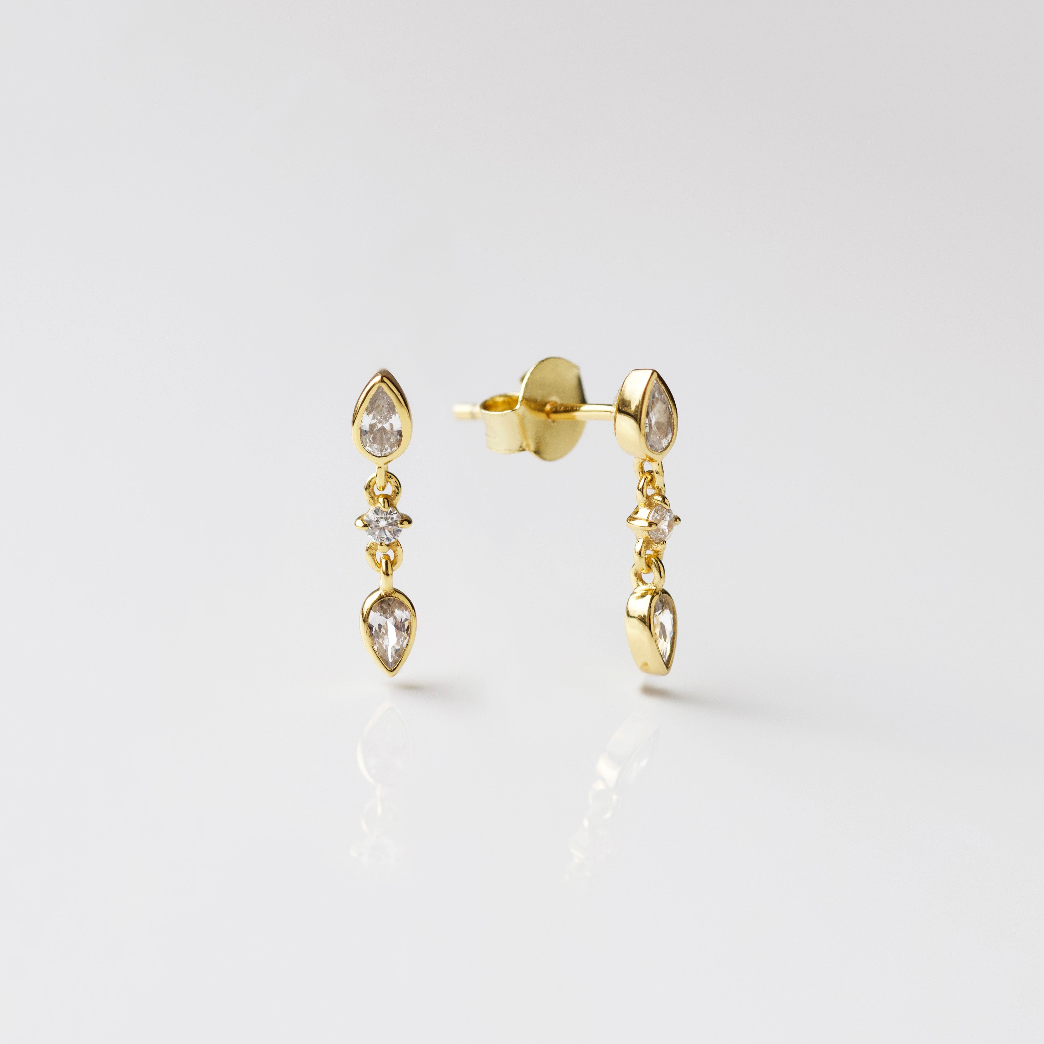Lilou Dainty Drop Earrings for Women - Elegant Gold Plated Minimalist Jewelry - Perfect for Weddings, Parties & Everyday Wear