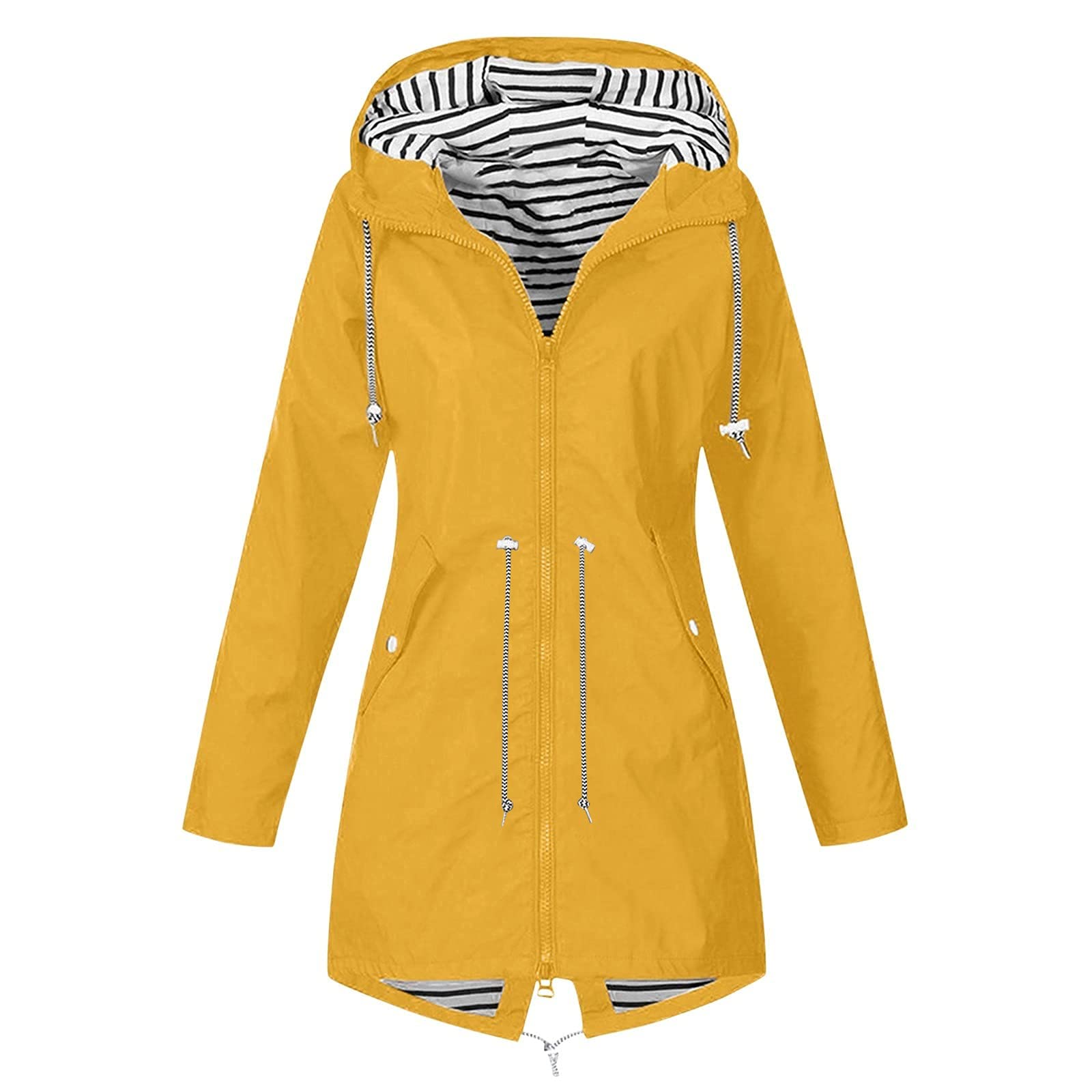 Women's Waterproof Rain Jacket with Hood - Lightweight Windbreaker Trench Coat for Outdoor Activities, Hiking & Commuting | Windproof & Breathable Loose Fit Raincoat