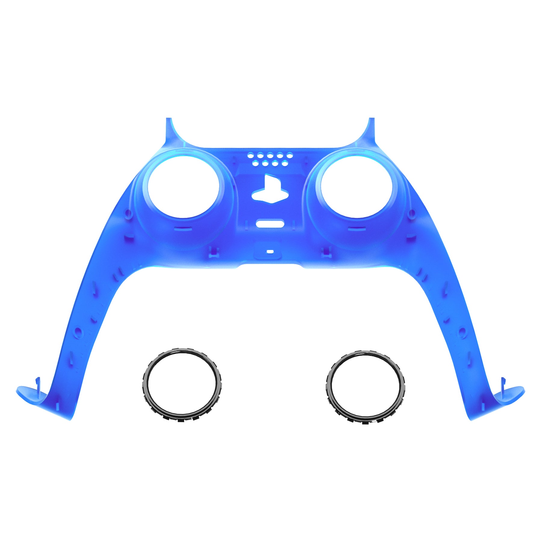 eXtremeRate Clear Blue PS5 Controller Shell Replacement - Compatible with BDM 010/020/030/040/050 Models | Custom Decorative Trim with Accent Rings | Perfect for Gaming, Streaming & Custom Controller Builds