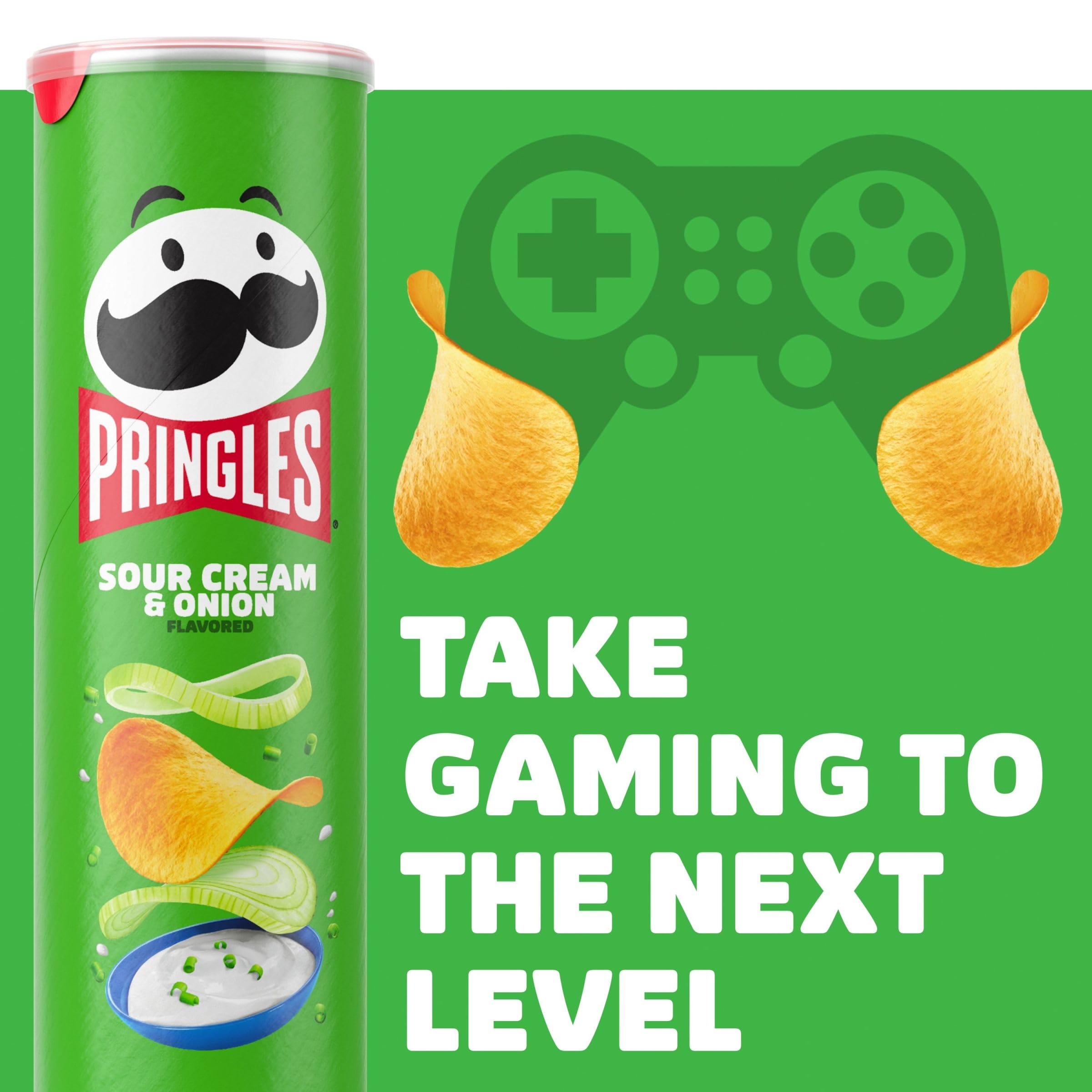 Pringles Sour Cream & Onion Potato Crisps - 5.5oz Can (Pack of 1) | Crunchy Snacks for Lunch, Office, Road Trips & Movie Nights - Perfect On-The-Go Treat