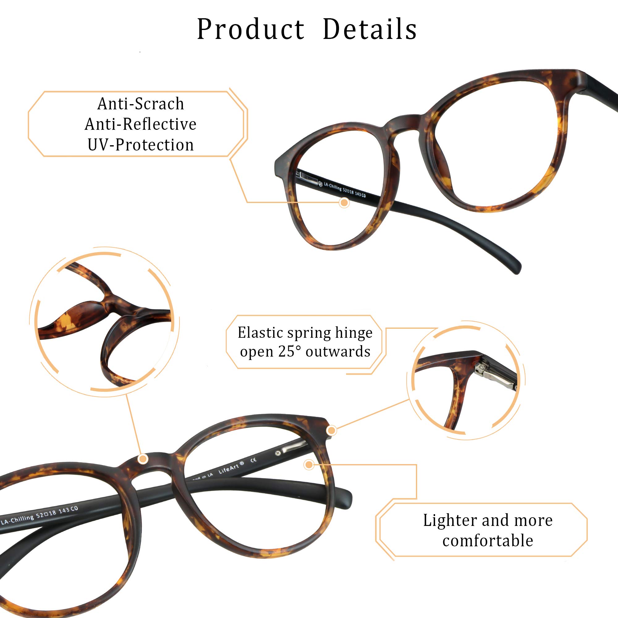 LifeArt Blue Light Blocking Glasses - Anti Eyestrain Computer & Gaming Glasses for Men & Women - Reduce Digital Eye Strain for Work, Reading & Screen Time