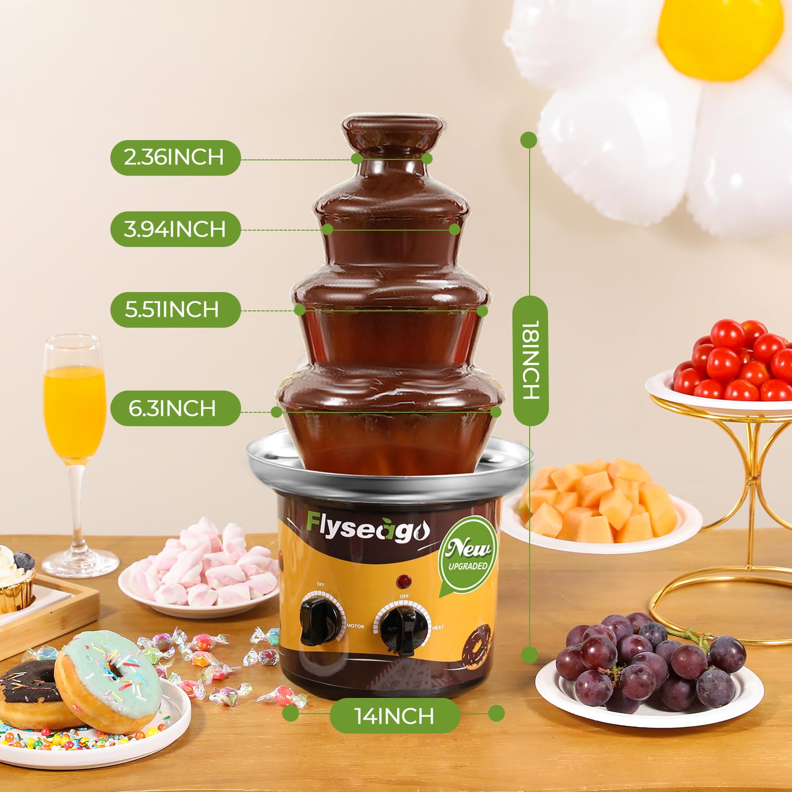4-Tier Chocolate Fountain Machine - Professional Fondue Fountain with Easy Cleaning for Hot Chocolate, Nacho Cheese & More | Perfect for Parties, Weddings, Events & Catering
