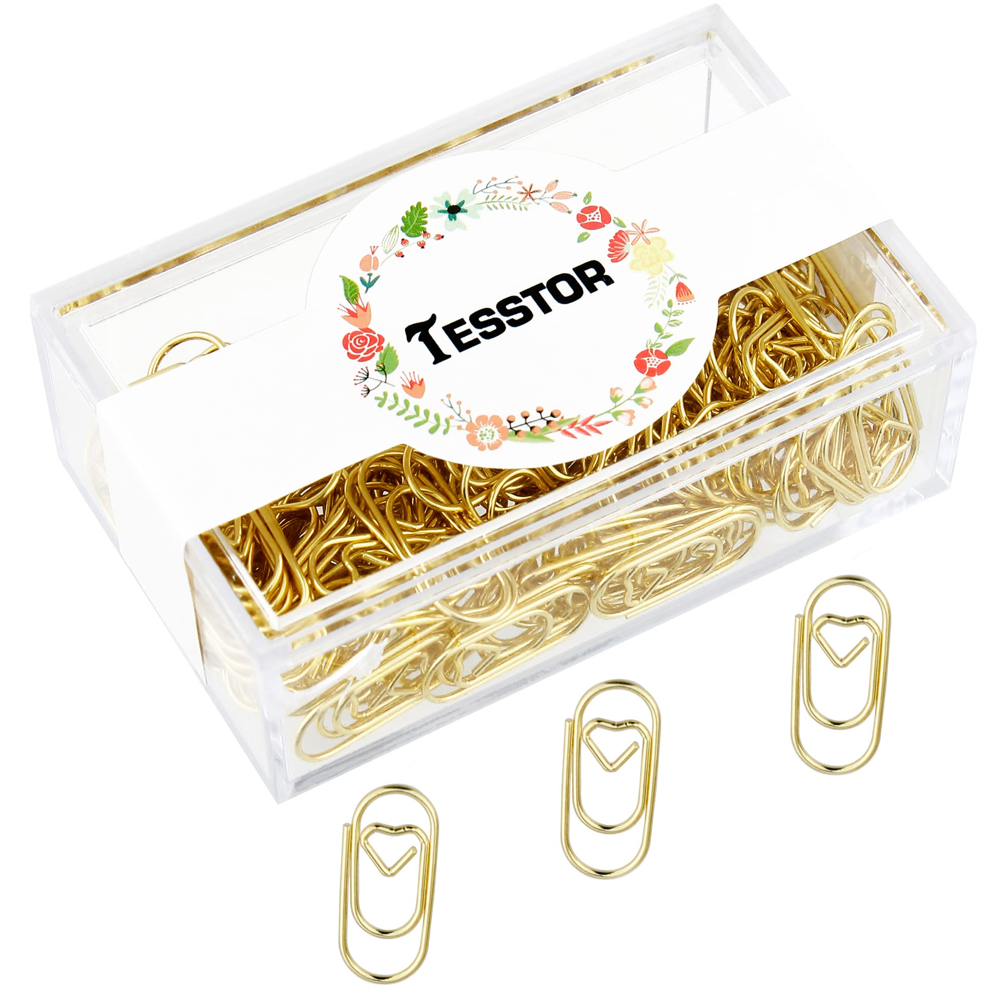 200 Pcs Gold Heart Shaped Paper Clips - Smooth Finish Mini Office Supplies, Non-Skid Stainless Steel Cute Paperclips for School, Office & Crafting - Perfect for Scrapbooking, Note-Taking & Gift Wrapping