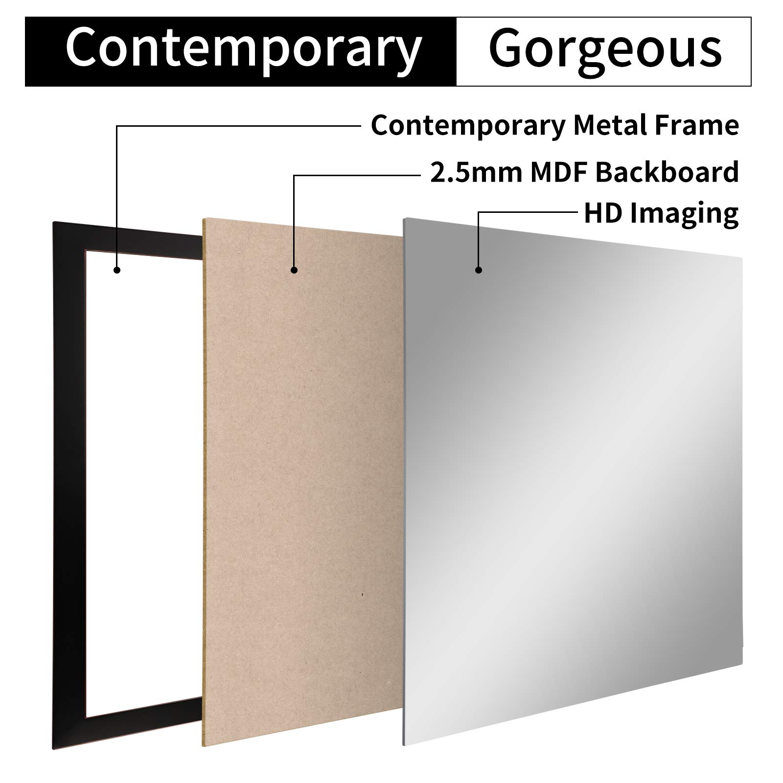 Oil Rubbed Bronze Rectangle Mirror with Black Metal Frame & Red Gold Accent - 30x24 Inches - Horizontal or Vertical Hanging - Perfect for Living Room Vanity, Bathroom & Bedroom Decor