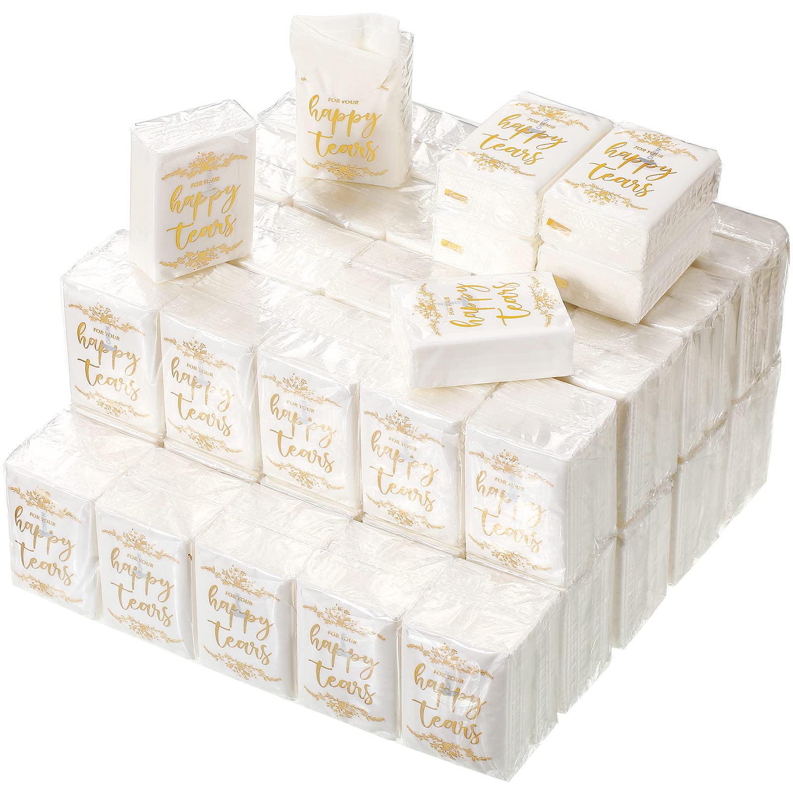 100 Pack Premium 3-Ply Wedding Tissues for Guests - Travel Size Pocket Facial Tissues - Perfect for Wedding Favors, Bridal Showers & Special Events (Classic White) - Ideal for Tears of Joy, Reception & Ceremony Moments
